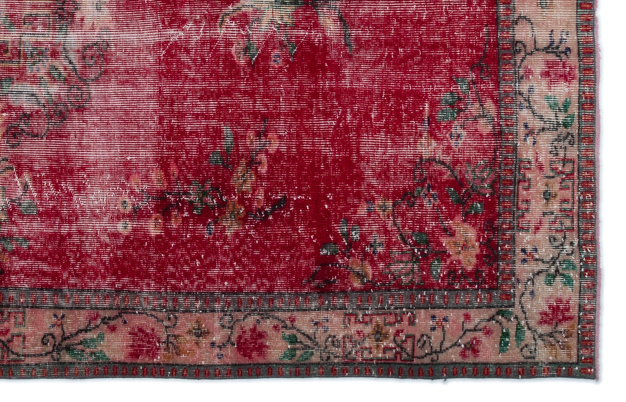Atina Red Vintage Wool Handmade Area Rug 6'2" x 8'9"