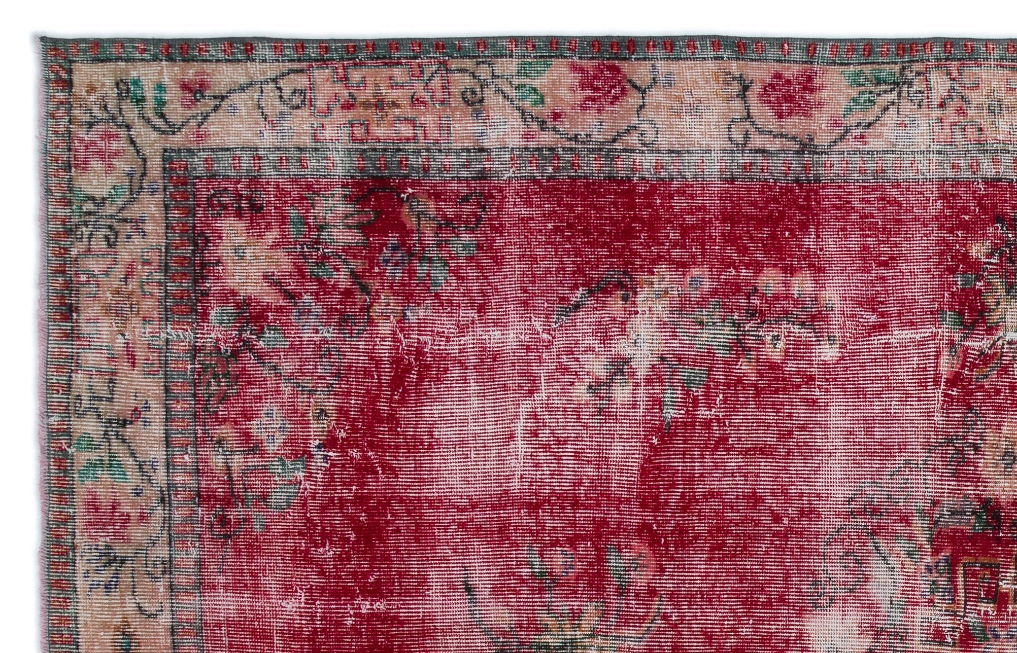 Atina Red Vintage Wool Handmade Area Rug 6'2" x 8'9"