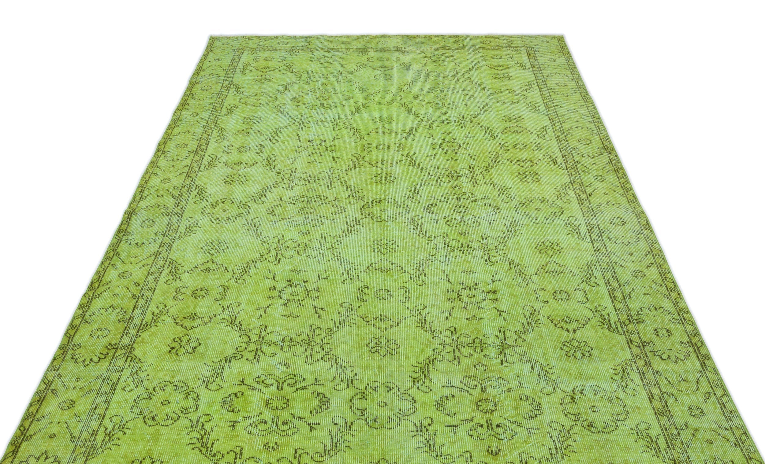 Atina Green Vintage Wool Handmade Area Rug 5'8" x 9'7"