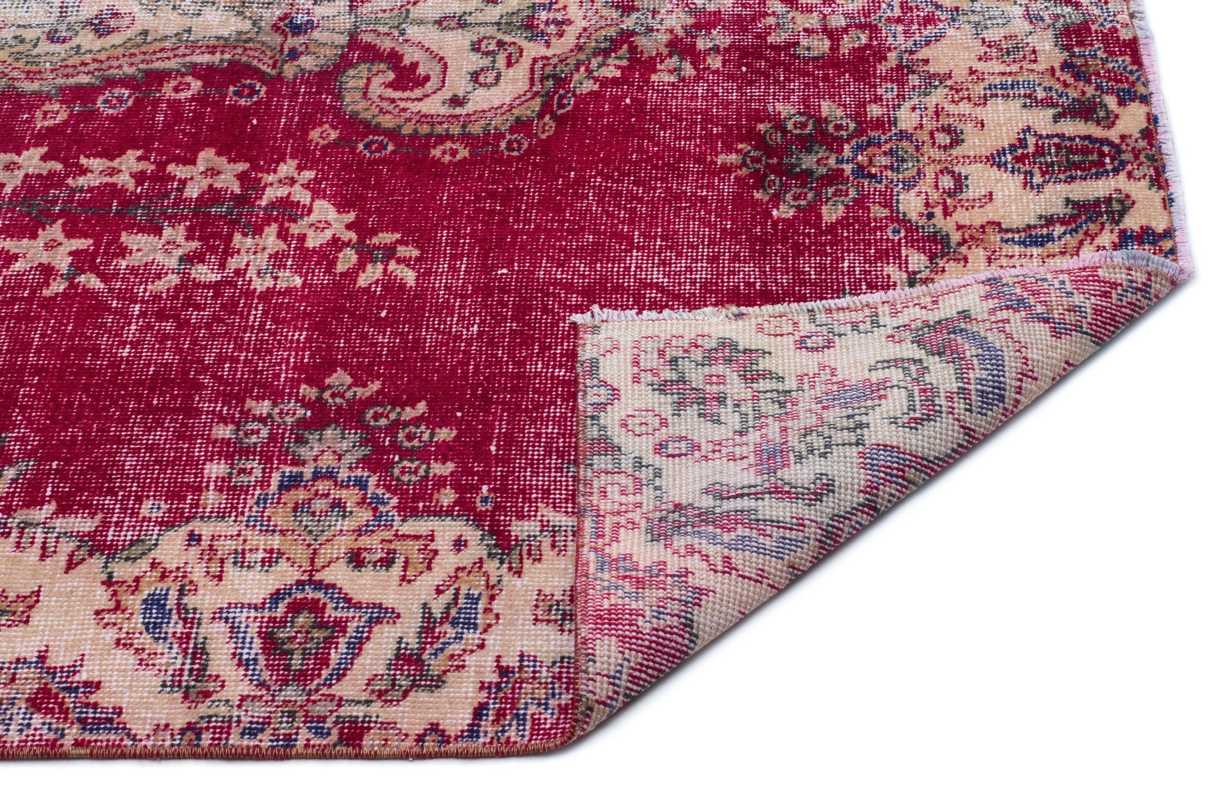 Atina Red Vintage Wool Handmade Area Rug 5'0" x 8'3"