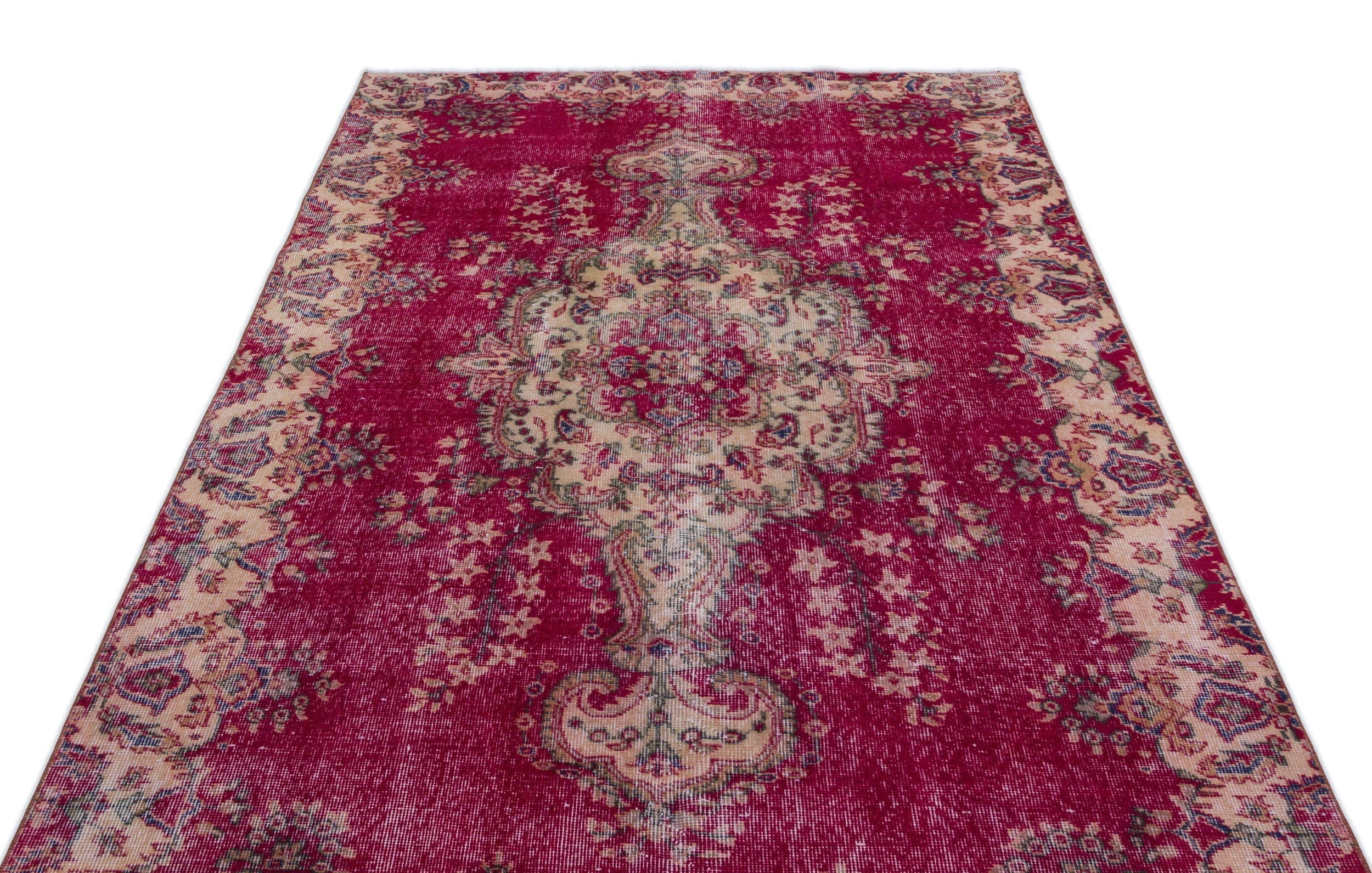 Atina Red Vintage Wool Handmade Area Rug 5'0" x 8'3"