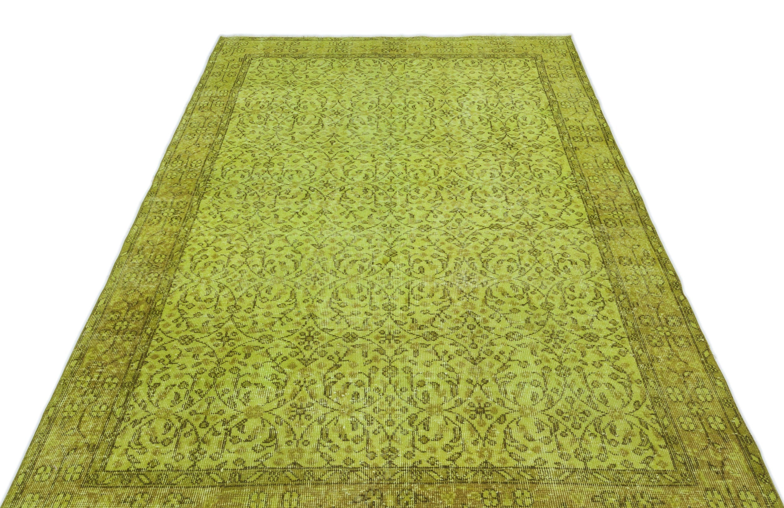 Atina Yellow Vintage Wool Handmade Area Rug 5'3" x 8'0"