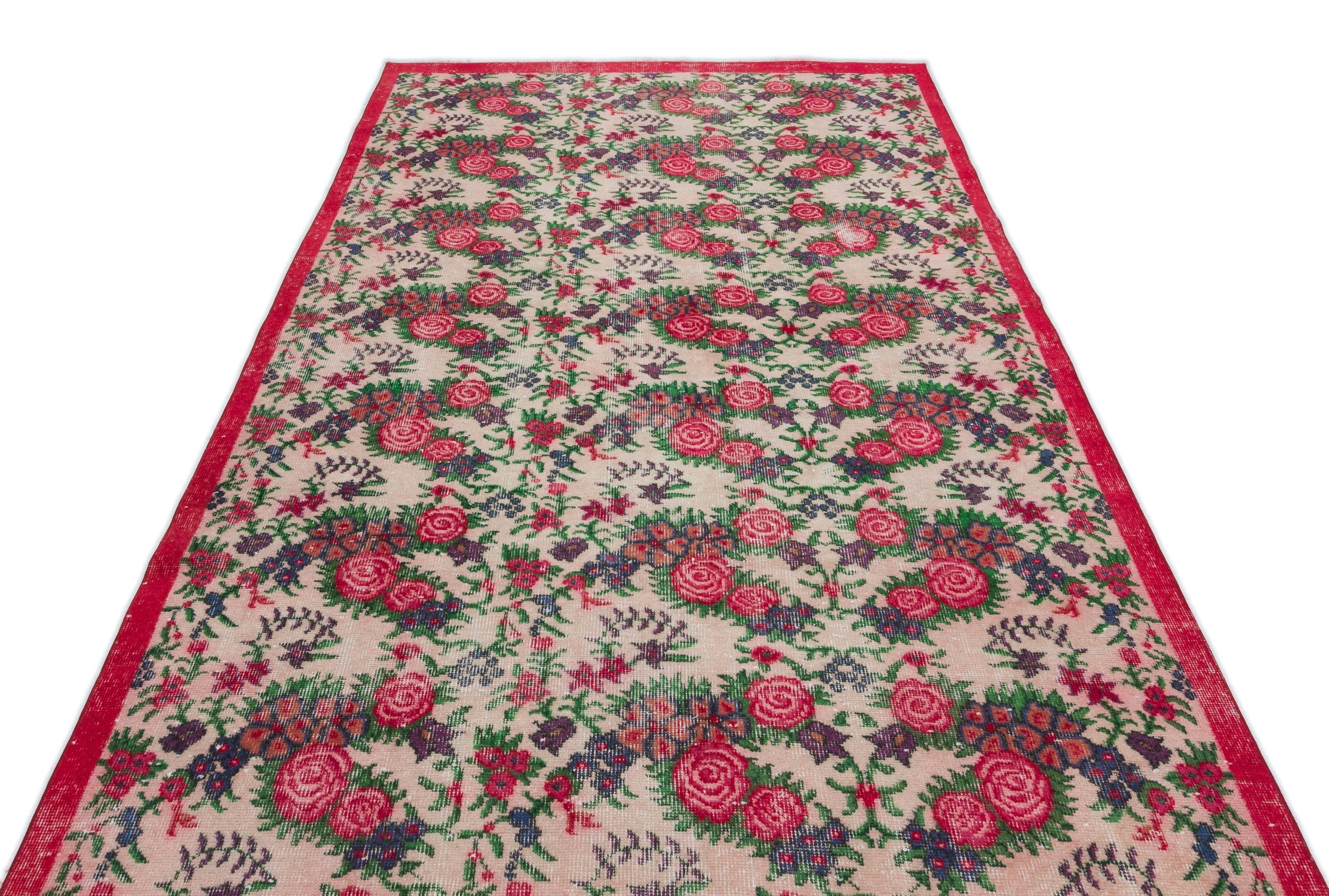 Atina Cream Vintage Wool Handmade Area Rug 5'5" x 9'1"