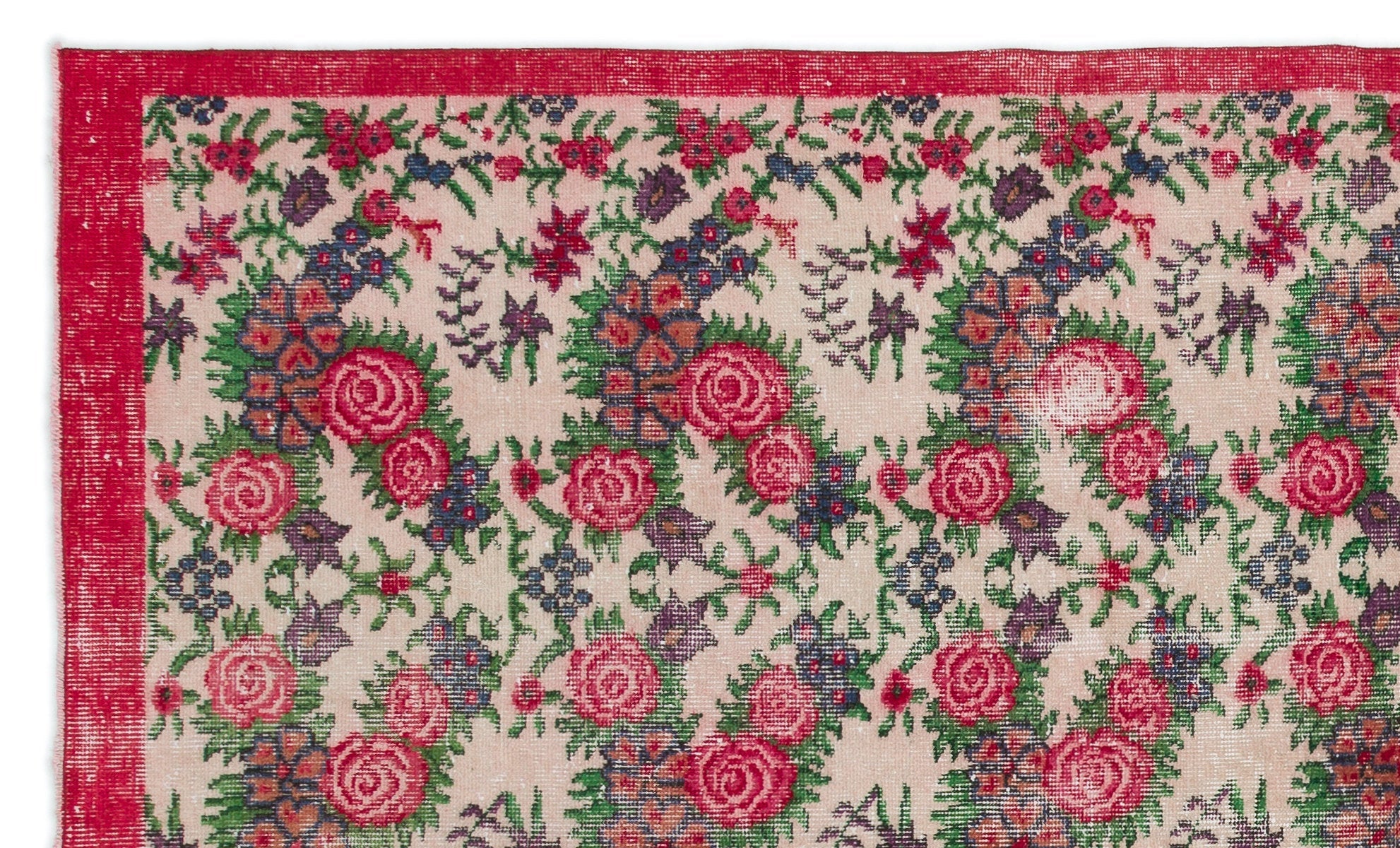 Atina Cream Vintage Wool Handmade Area Rug 5'5" x 9'1"