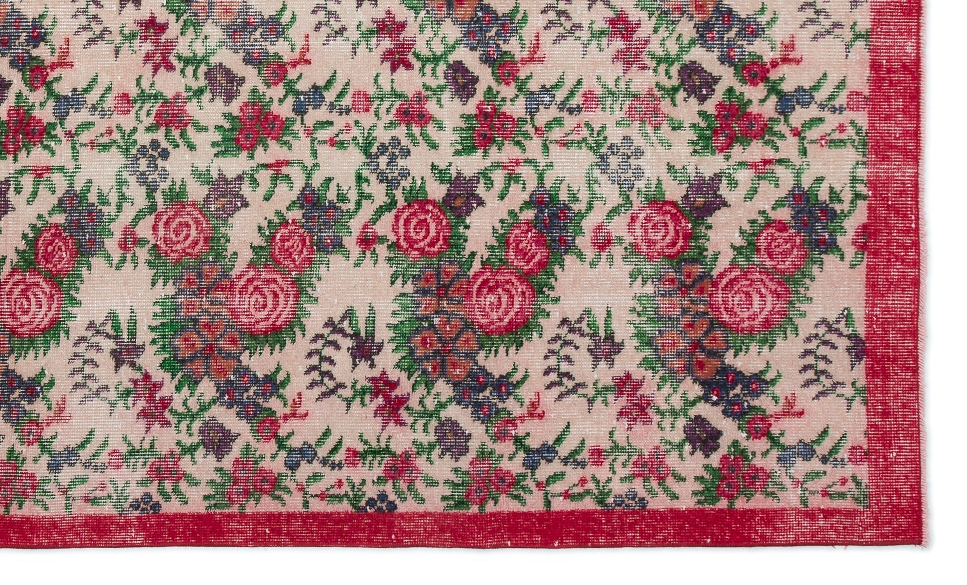 Atina Cream Vintage Wool Handmade Area Rug 5'5" x 9'1"