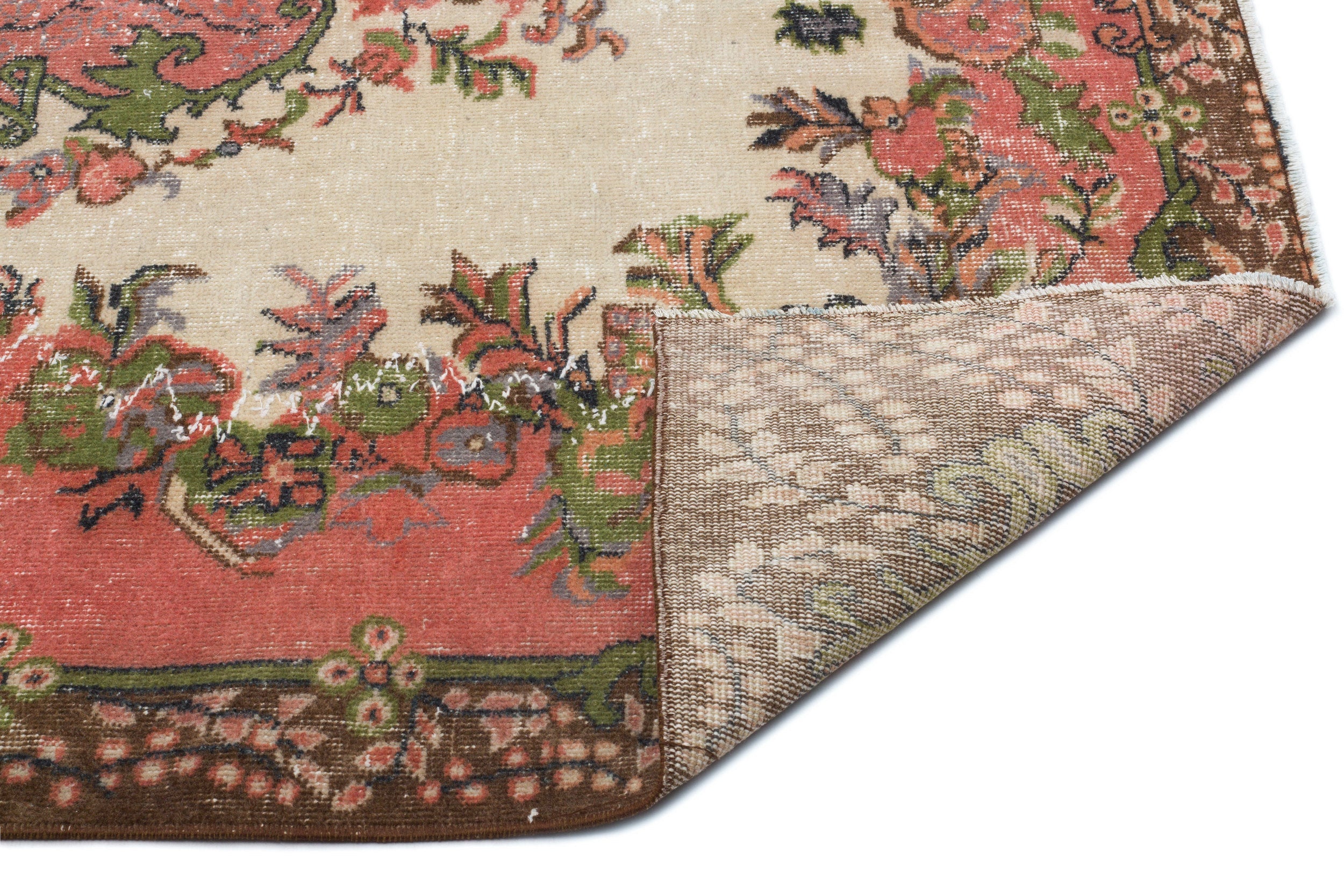 Atina Cream Vintage Wool Handmade Area Rug 4'8" x 9'7"