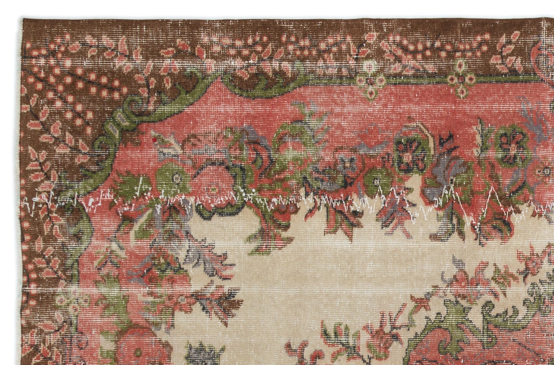 Atina Cream Vintage Wool Handmade Area Rug 4'8" x 9'7"