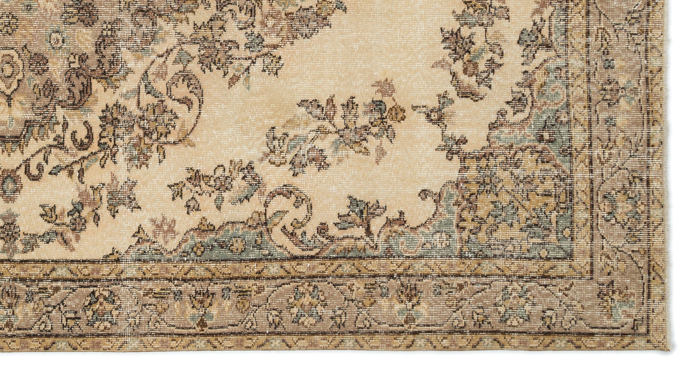 Atina Beige Vintage Wool Handmade Area Rug 5'7" x 10'6"