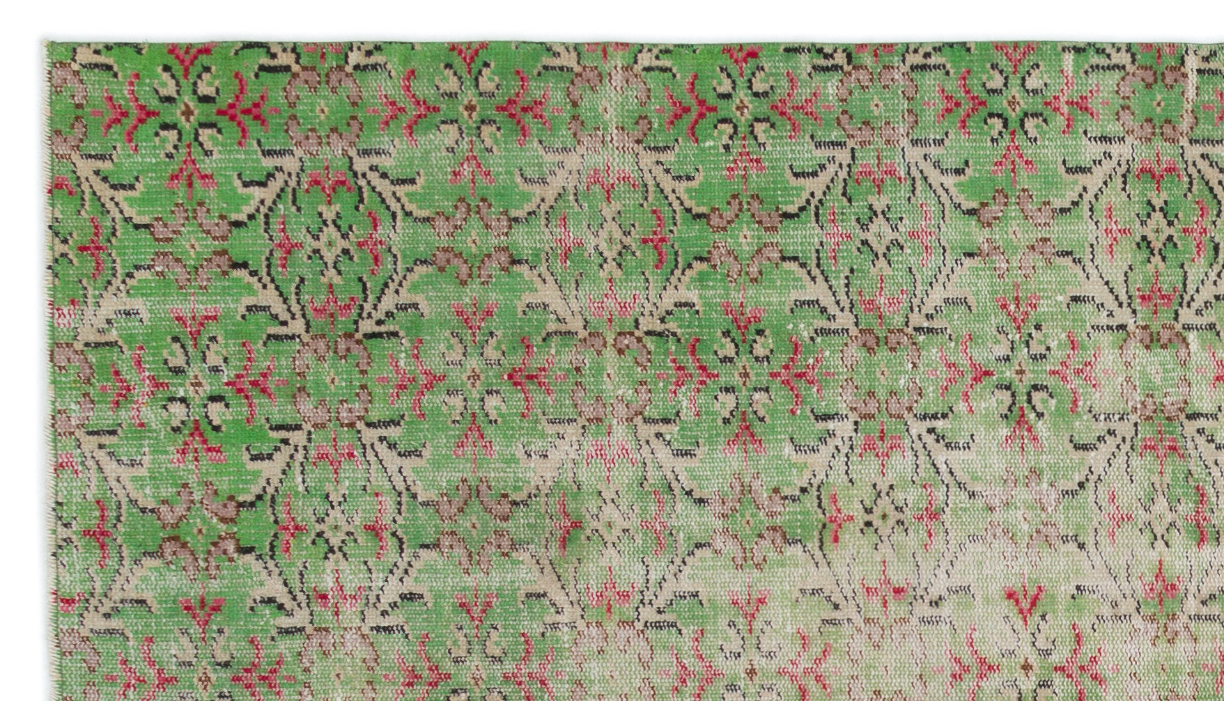 Atina Green Vintage Wool Handmade Area Rug 4'7" x 8'1"