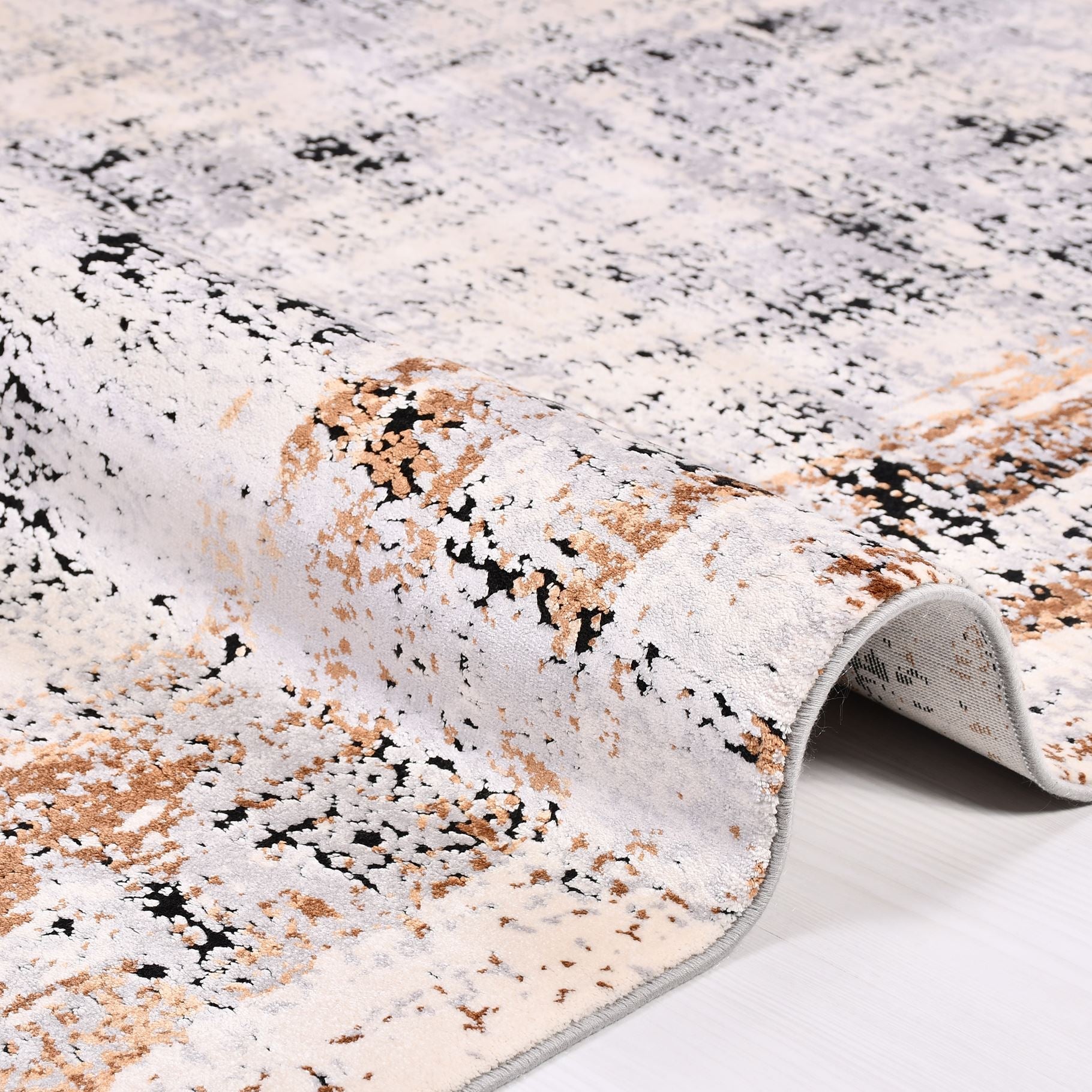 Modern Viscose Area Rug – Machine Made Grey Rug With Durable Cotton Weft