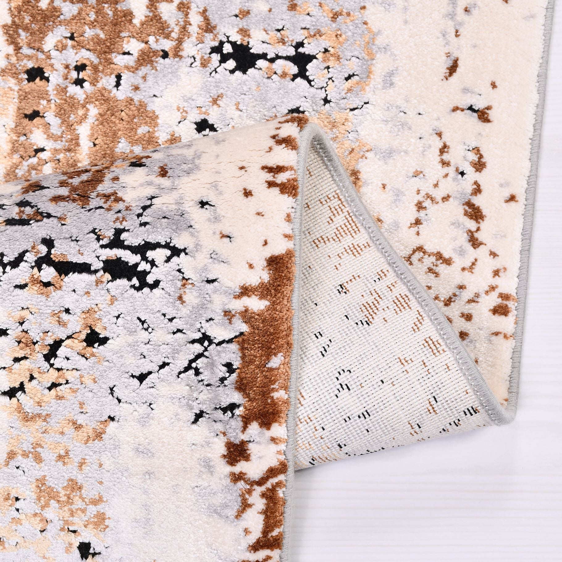 Modern Viscose Area Rug – Machine Made Grey Rug With Durable Cotton Weft