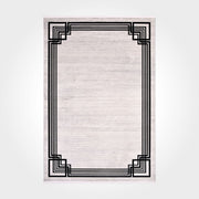 Viscose Area Rug – Machine Made Rug with White Frame, Soft Cotton Weft Carpet