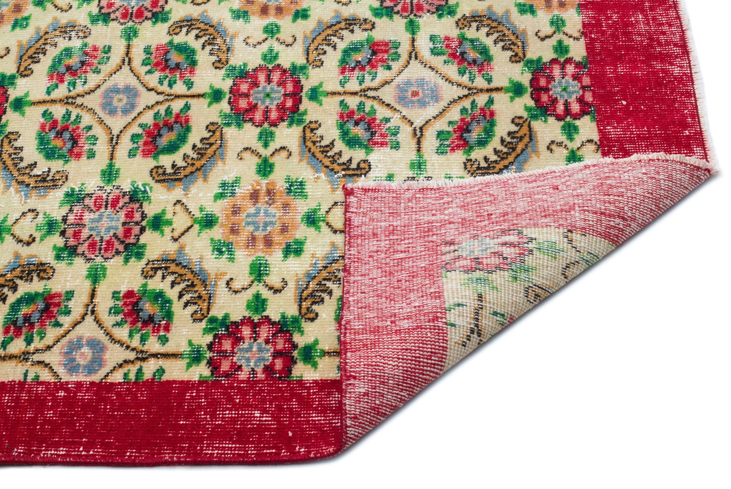 Atina Beige Vintage Wool Handmade Area Rug 6'9" x 10'5"