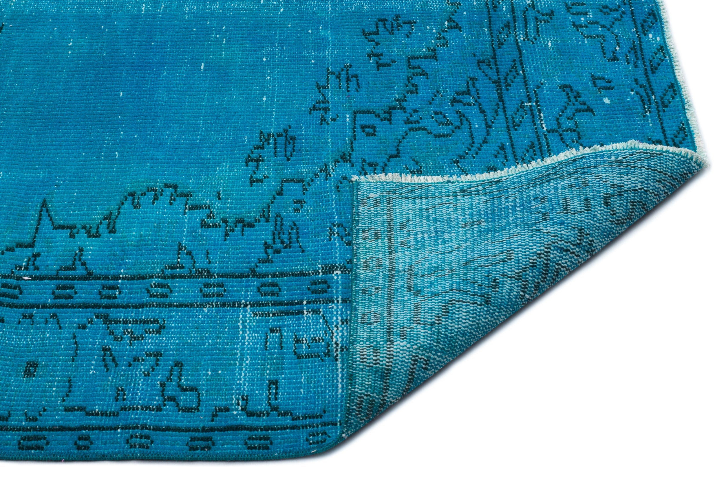 Atina Turquoise Vintage Wool Handmade Area Rug 5'9" x 9'4"