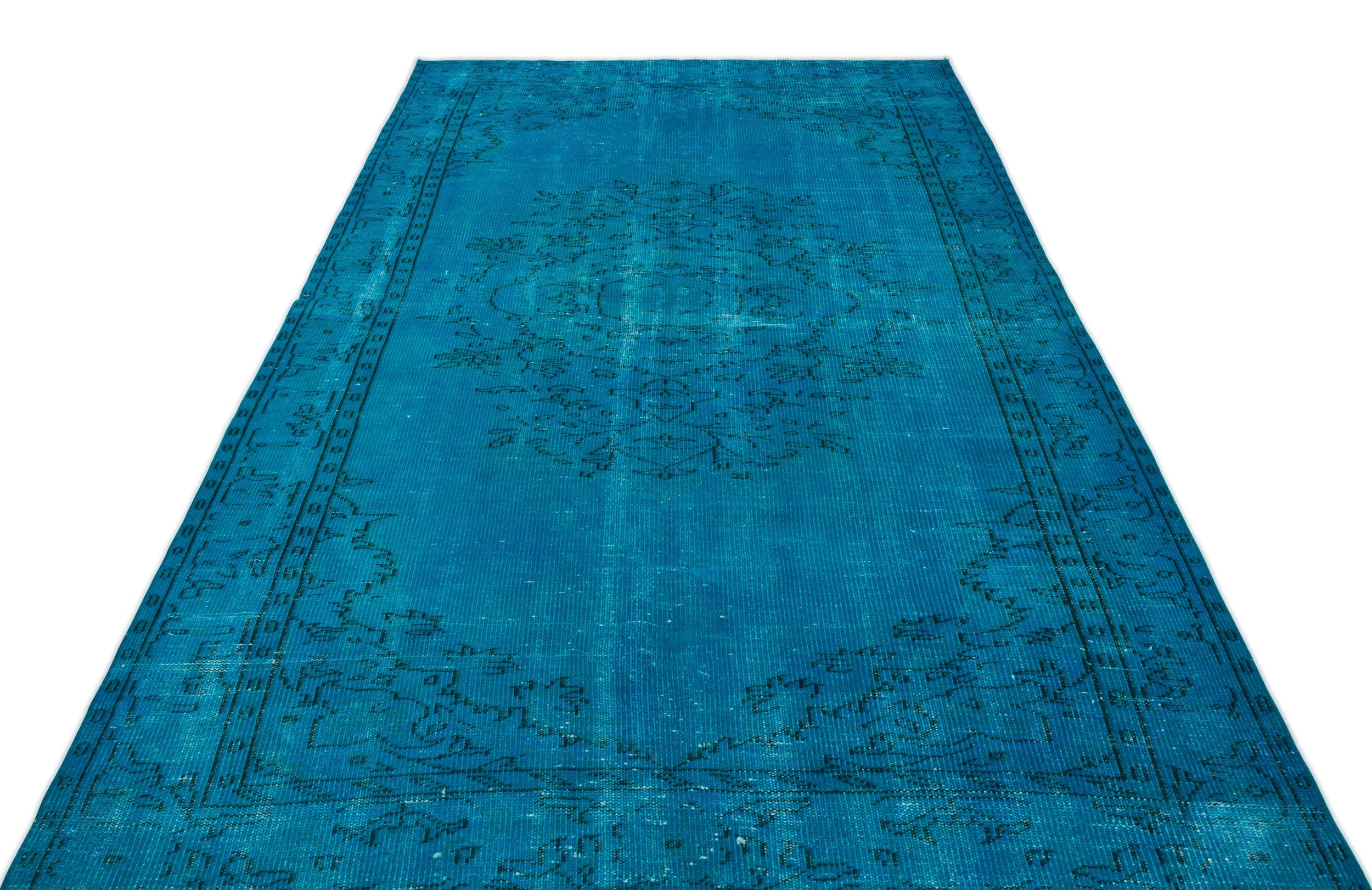 Atina Turquoise Vintage Wool Handmade Area Rug 5'9" x 9'4"