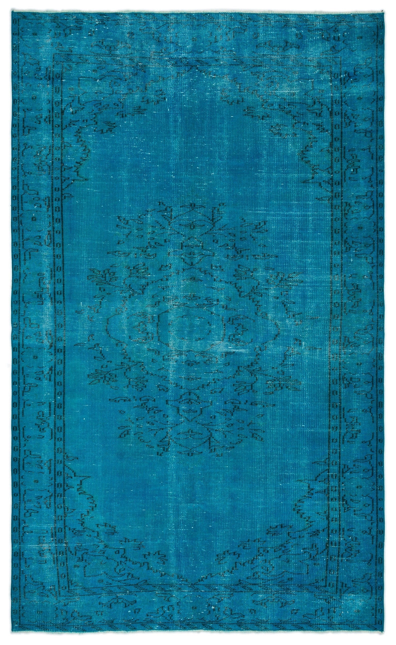 Atina Turquoise Vintage Wool Handmade Area Rug 5'9" x 9'4"
