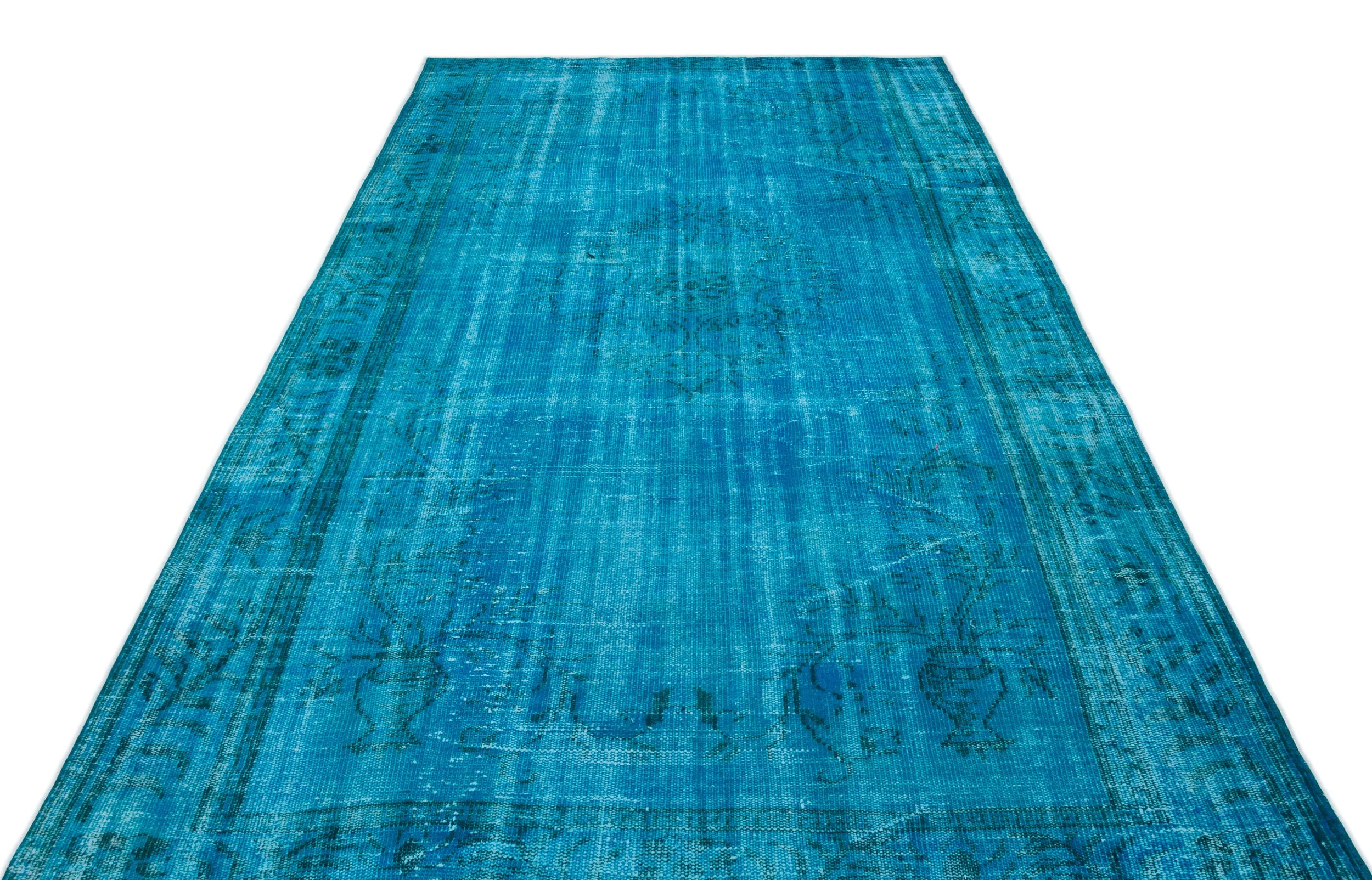 Atina Turquoise Vintage Wool Handmade Area Rug 5'11" x 10'1"