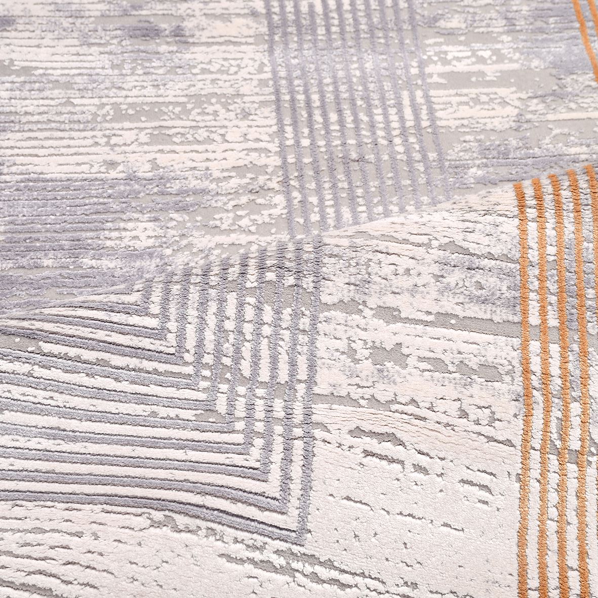 Grey Striped Area Rug – Machine Made Rug With Soft Viscose Carpet & Durable Cotton Weft