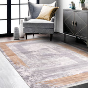 Grey Striped Area Rug – Machine Made Rug With Soft Viscose Carpet & Durable Cotton Weft