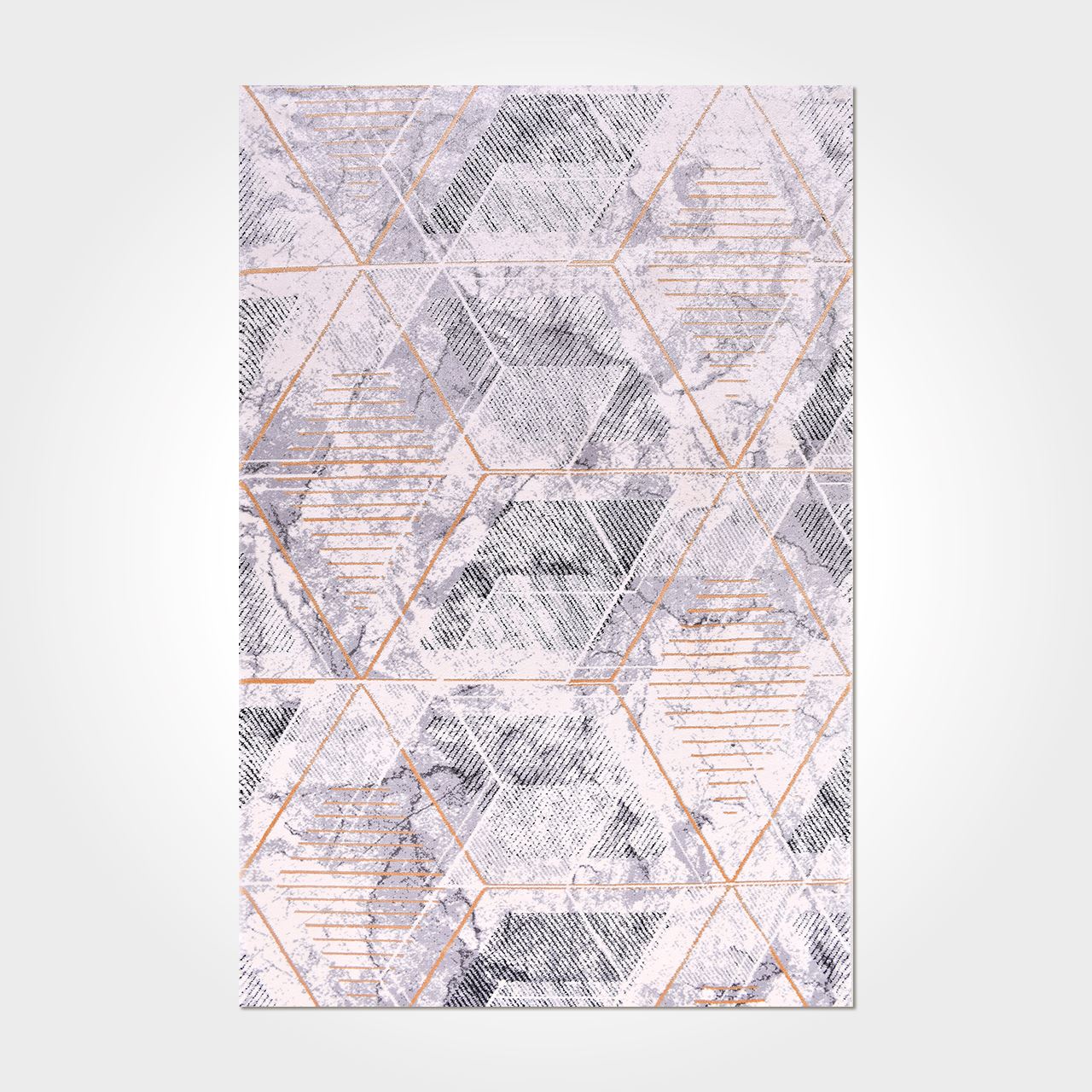 Geometric Viscose Rug – Machine Made Grey Area Rug with Soft Pile Surface