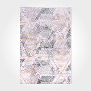 Geometric Viscose Rug – Machine Made Grey Area Rug with Soft Pile Surface
