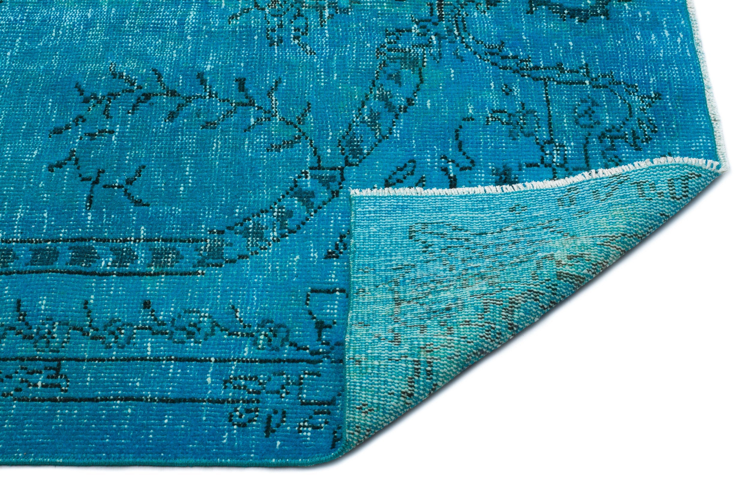 Atina Turquoise Vintage Wool Handmade Area Rug 5'6" x 8'9"
