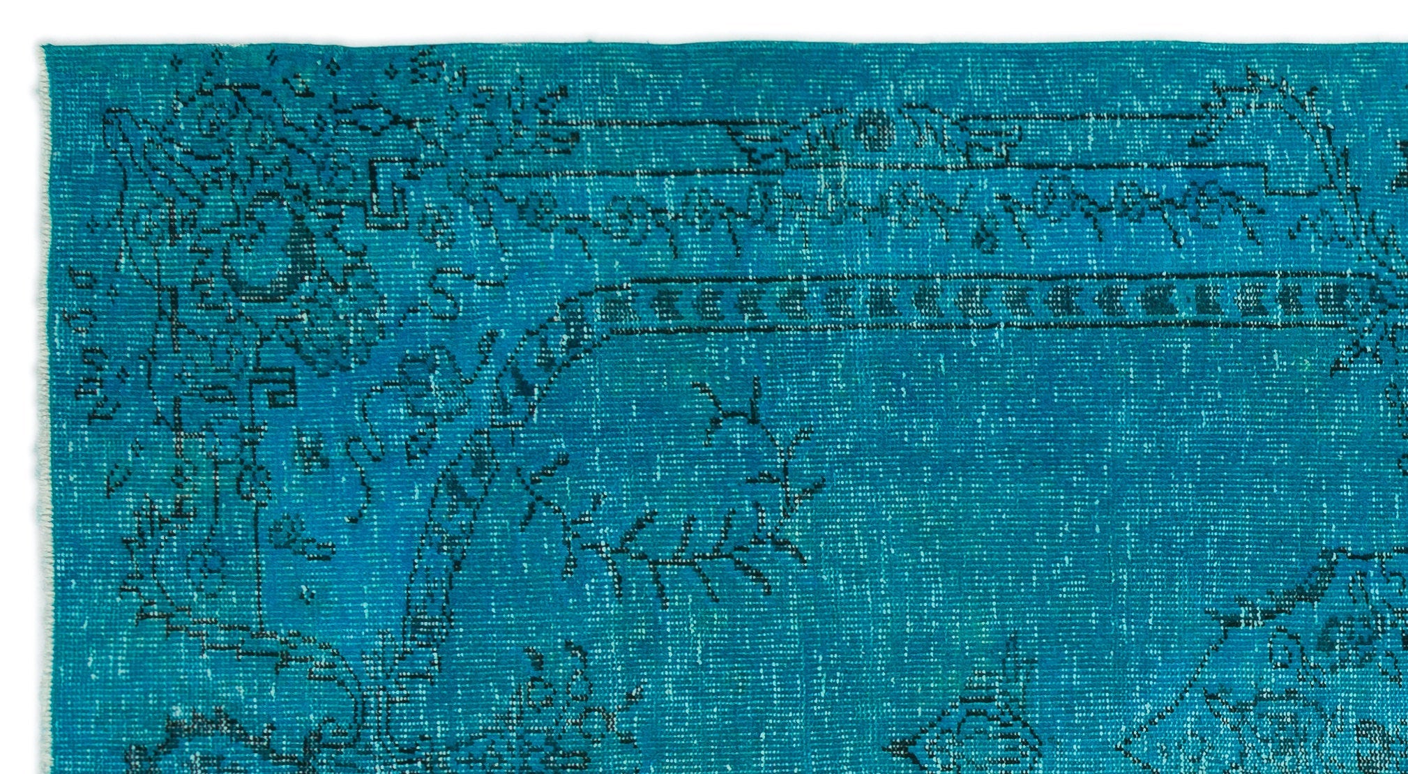 Atina Turquoise Vintage Wool Handmade Area Rug 5'6" x 8'9"