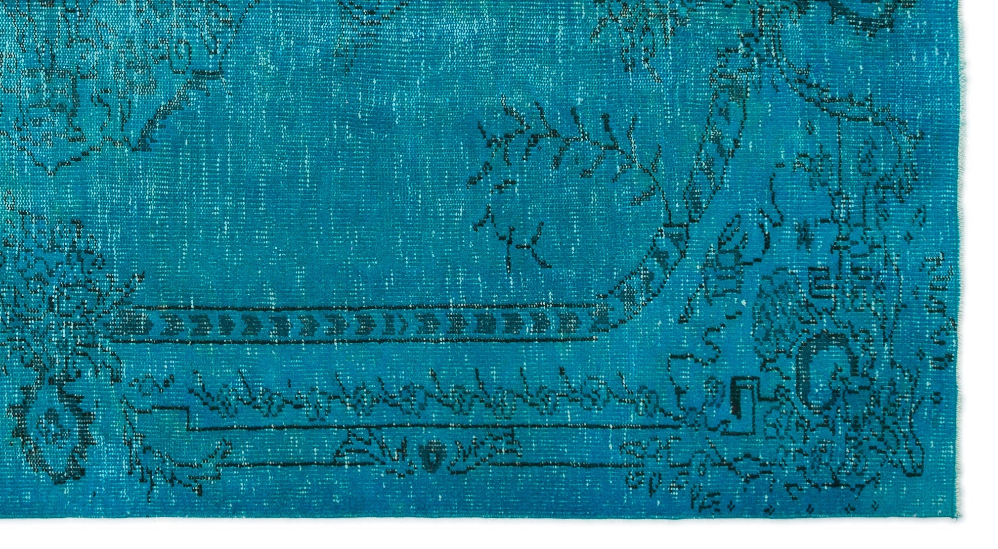 Atina Turquoise Vintage Wool Handmade Area Rug 5'6" x 8'9"