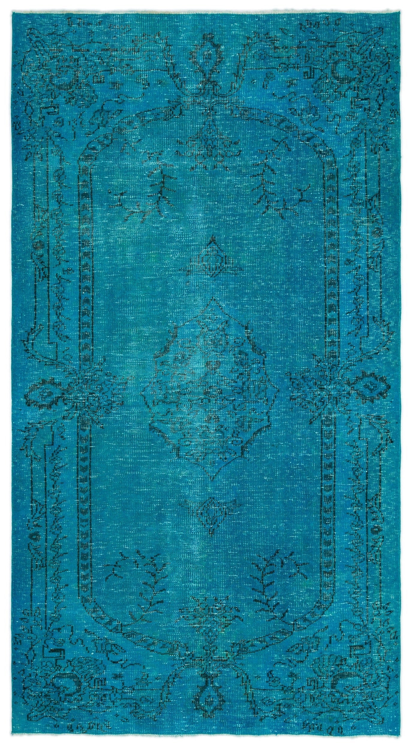 Atina Turquoise Vintage Wool Handmade Area Rug 5'6" x 8'9"
