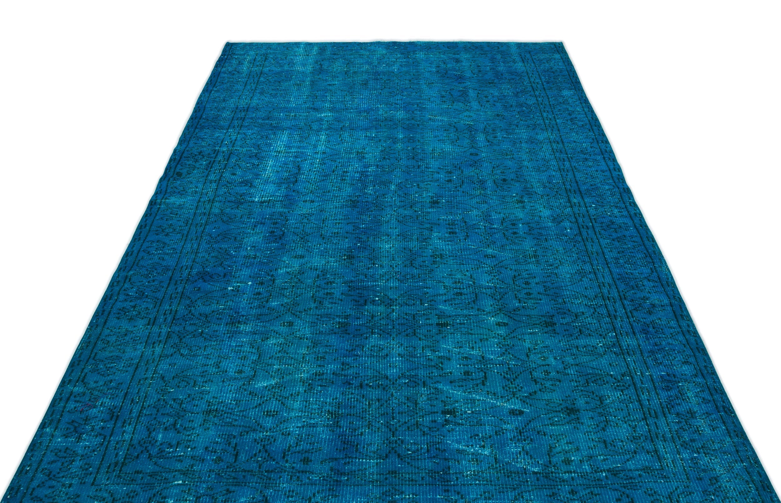 Atina Turquoise Vintage Wool Handmade Area Rug 5'9" x 8'8"