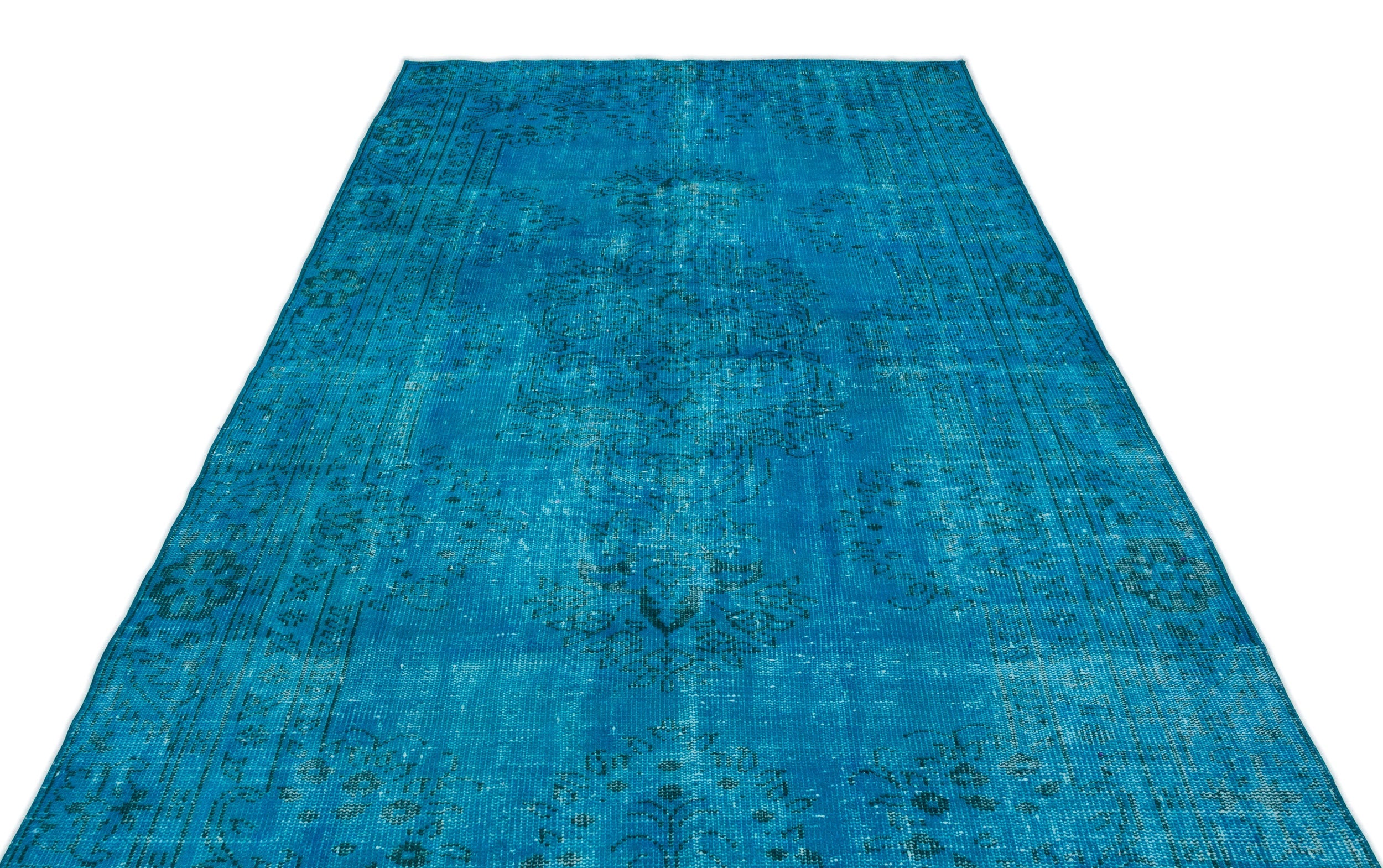 Atina Turquoise Vintage Wool Handmade Area Rug 6'1" x 9'2"