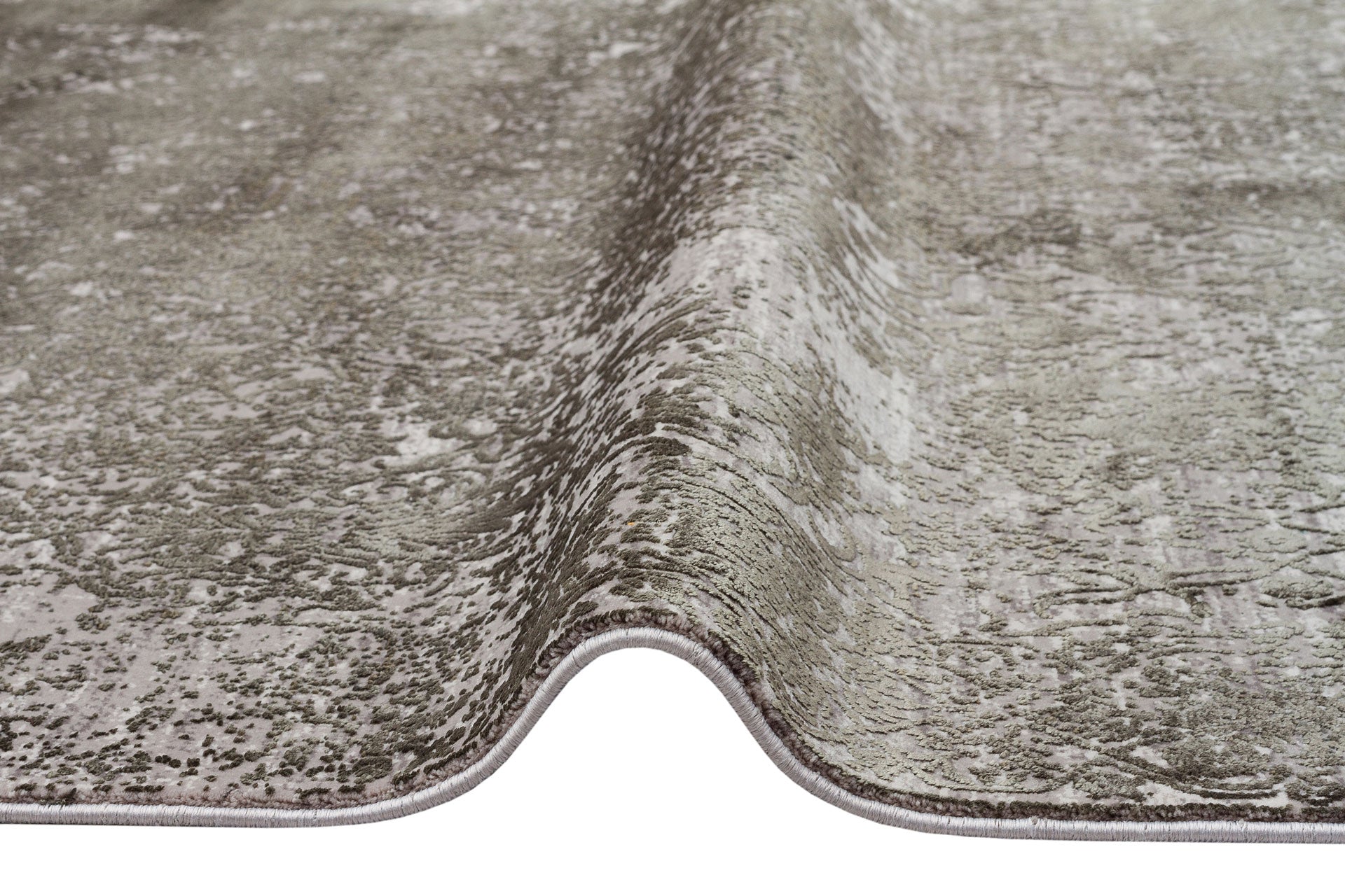 Machine Made Area Rug - Green Classic Overdyed High Low Textured Carpet