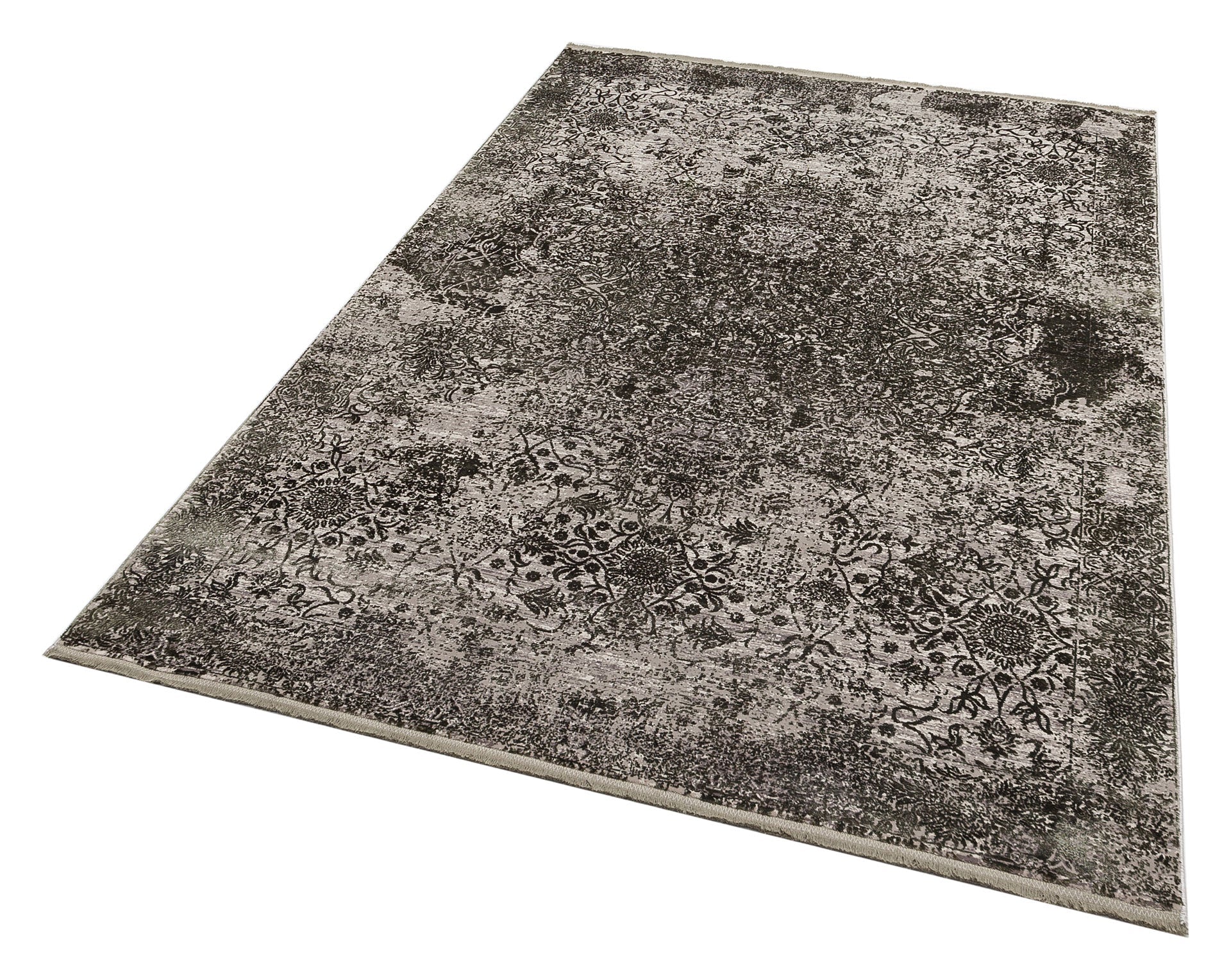 Machine Made Area Rug - Green Classic Overdyed High Low Textured Carpet