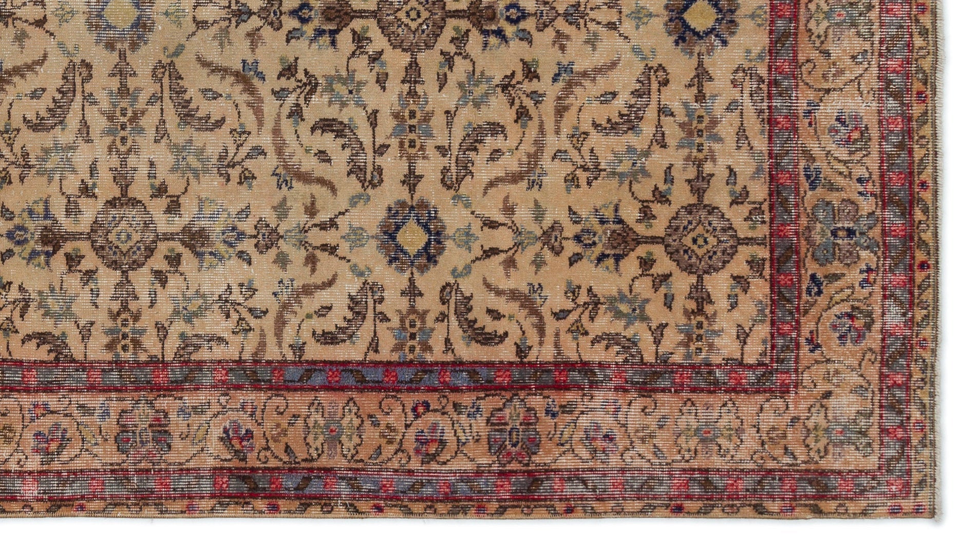 Atina Beige Vintage Wool Handmade Area Rug 5'1" x 8'7"