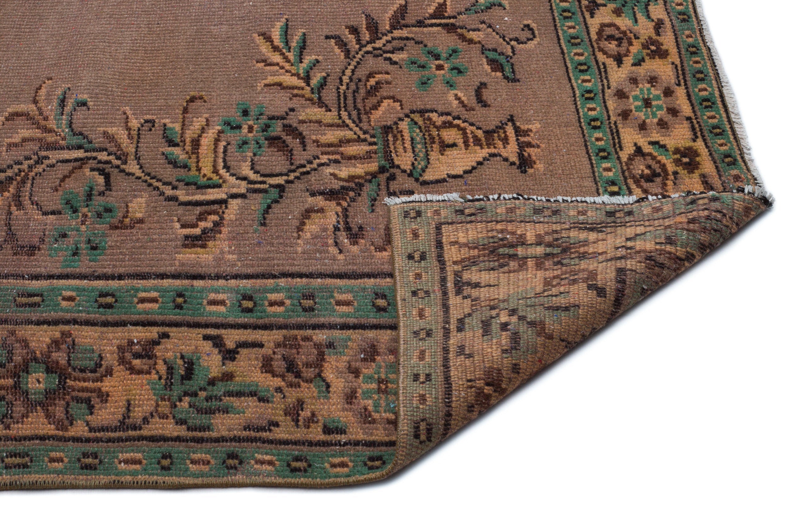 Atina Brown Vintage Wool Handmade Area Rug 5'11" x 9'2"