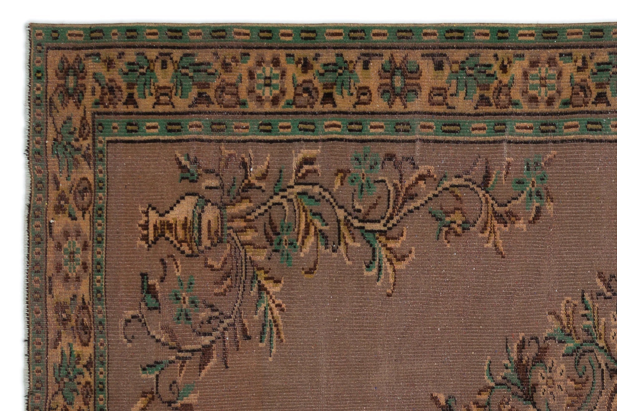 Atina Brown Vintage Wool Handmade Area Rug 5'11" x 9'2"