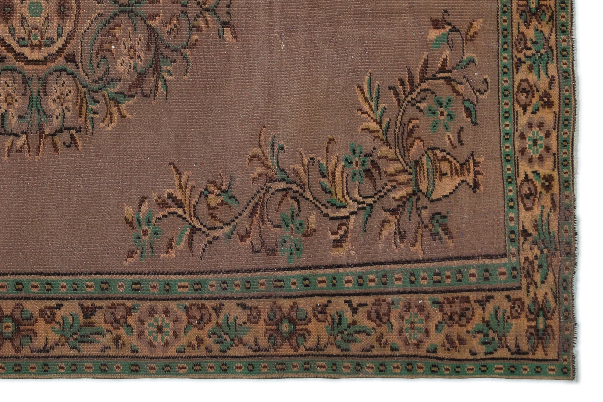 Atina Brown Vintage Wool Handmade Area Rug 5'11" x 9'2"