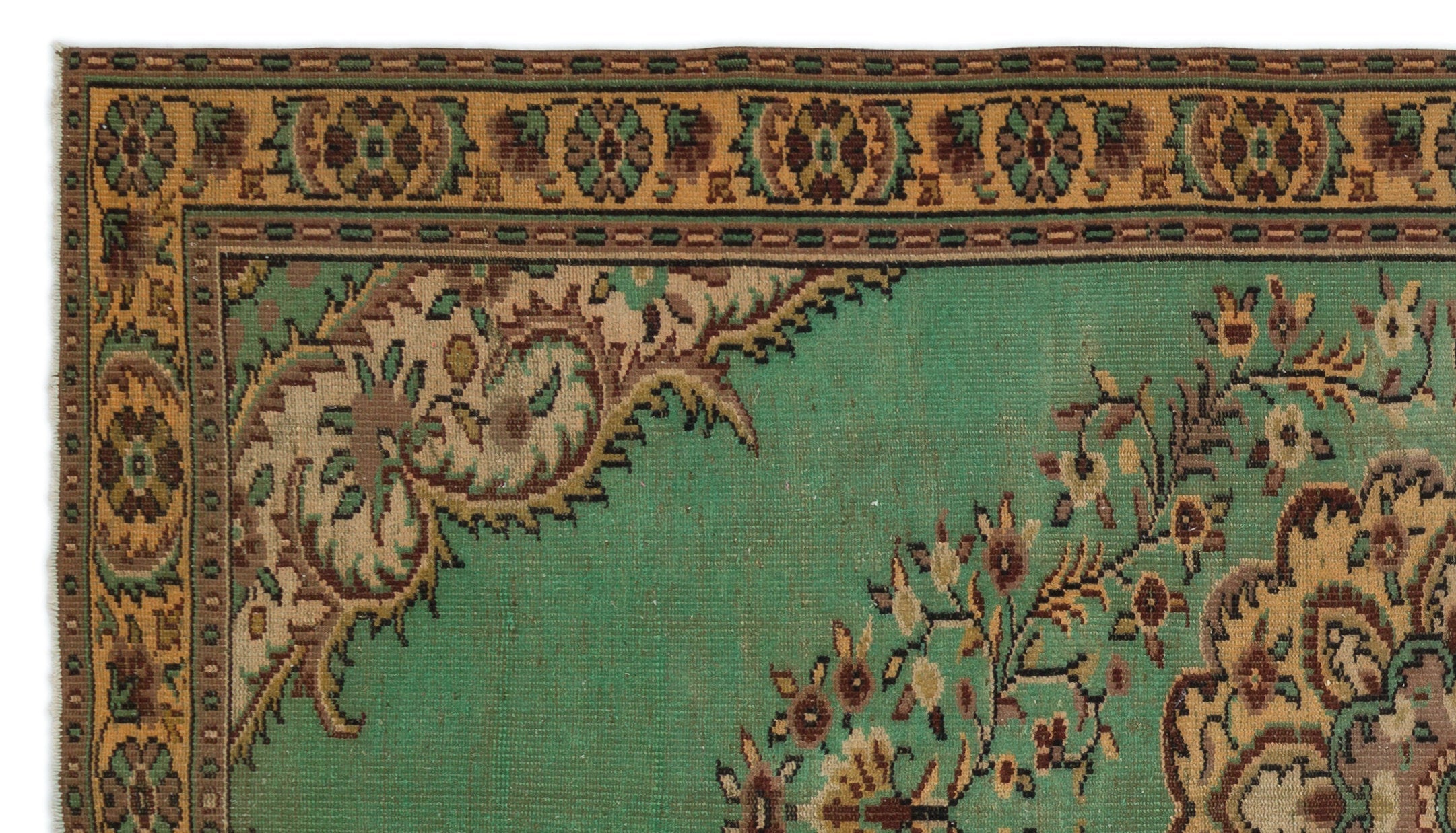 Atina Green Vintage Wool Handmade Area Rug 5'8" x 9'11"