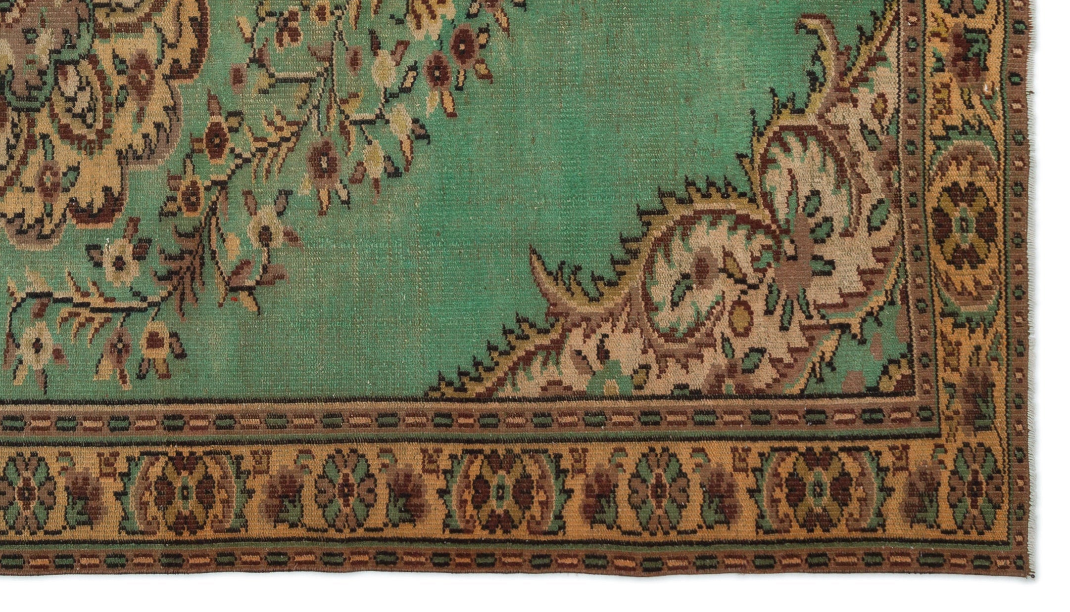 Atina Green Vintage Wool Handmade Area Rug 5'8" x 9'11"
