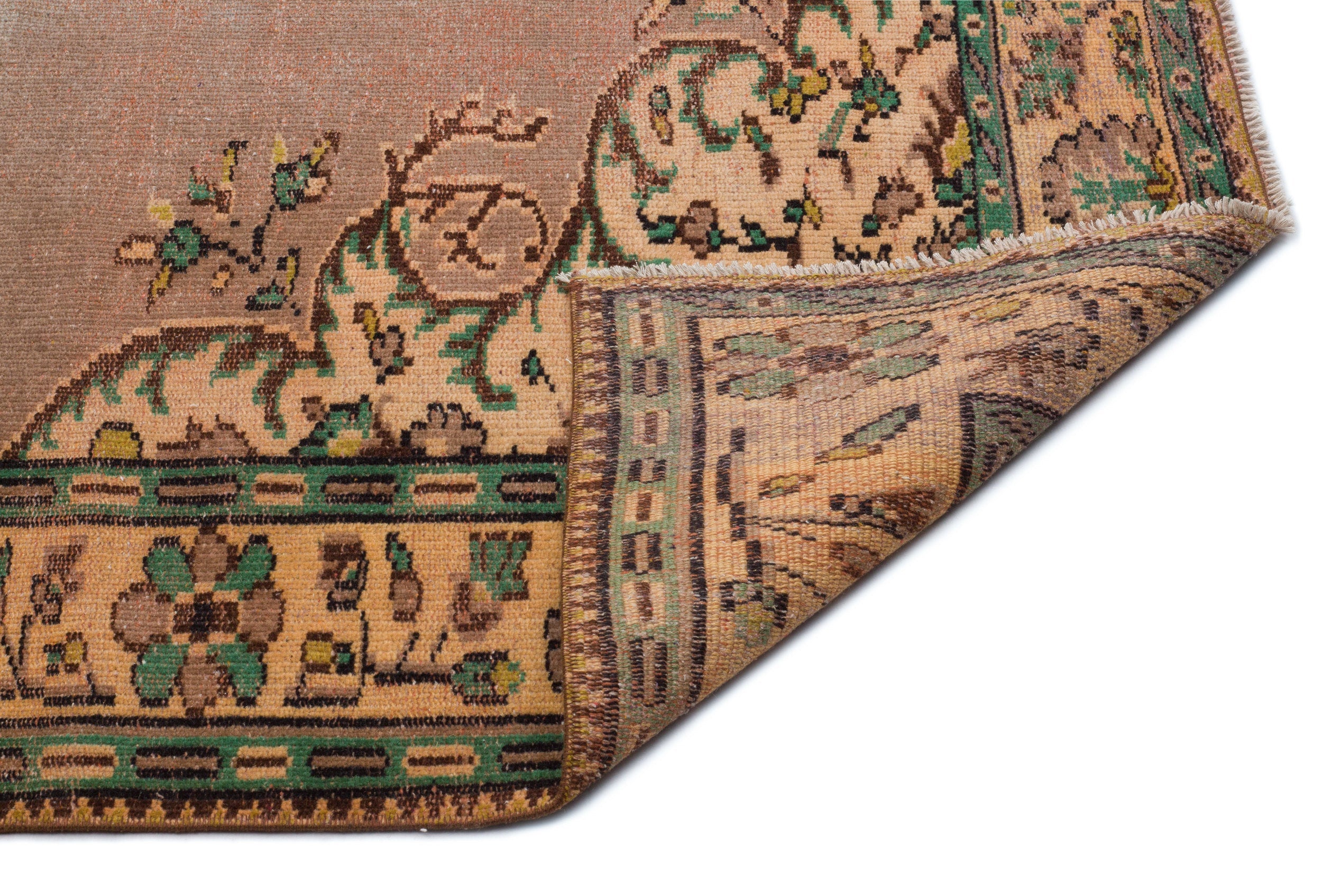 Atina Brown Vintage Wool Handmade Area Rug 5'11" x 10'4"