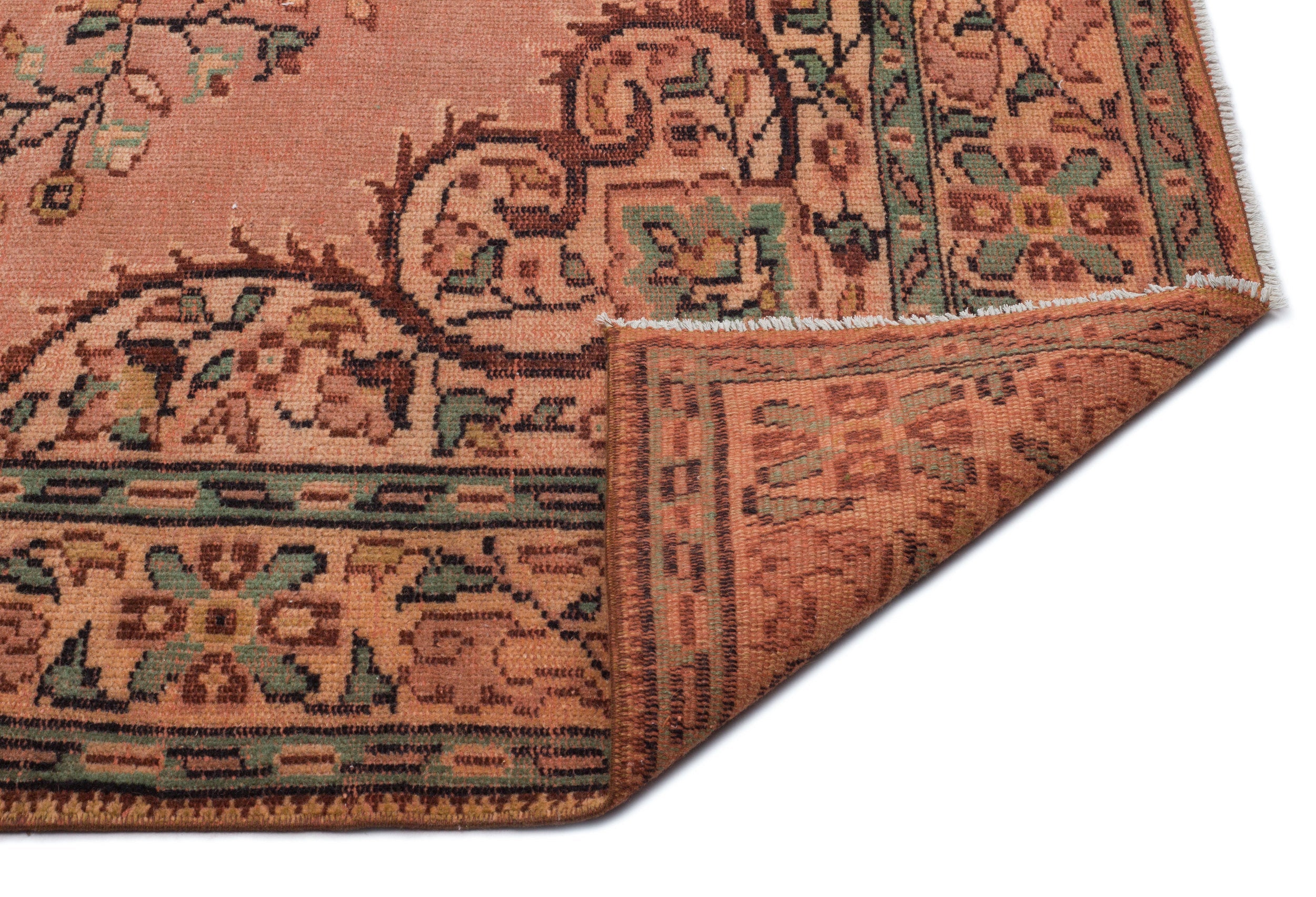 Atina Orange Vintage Wool Handmade Area Rug 6'3" x 9'3"