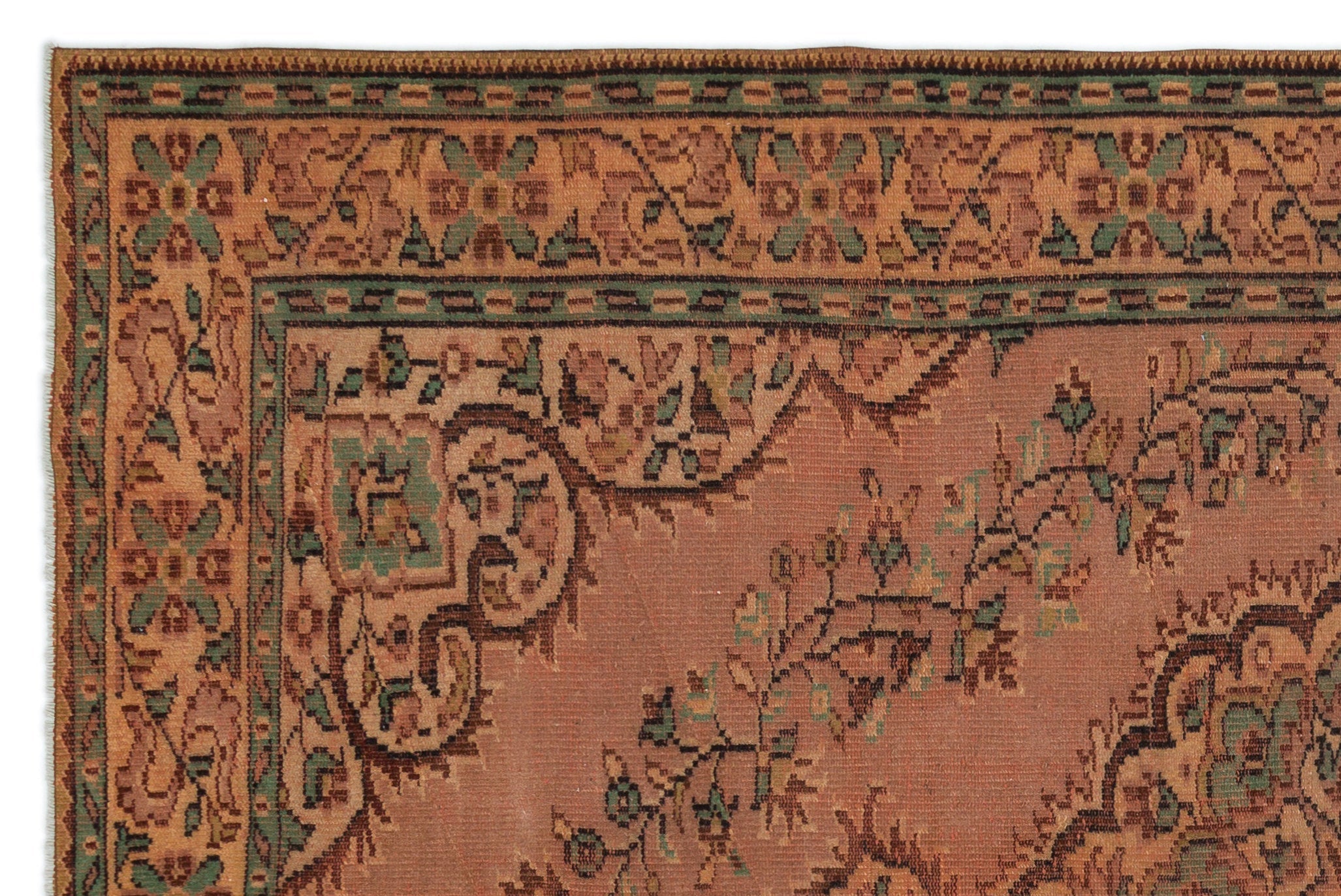 Atina Orange Vintage Wool Handmade Area Rug 6'3" x 9'3"