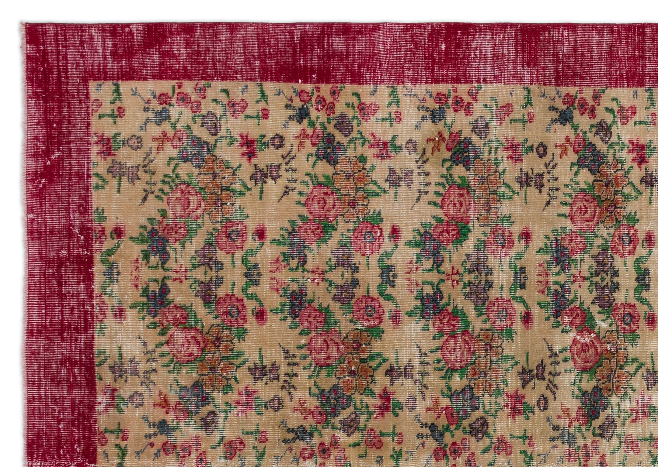 Atina Beige Vintage Wool Handmade Area Rug 7'1" x 10'2"
