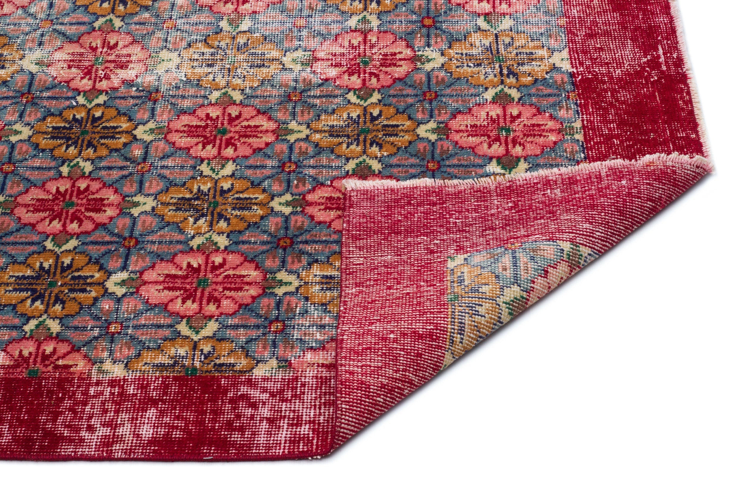Atina Red Vintage Wool Handmade Area Rug 4'6" x 8'4"