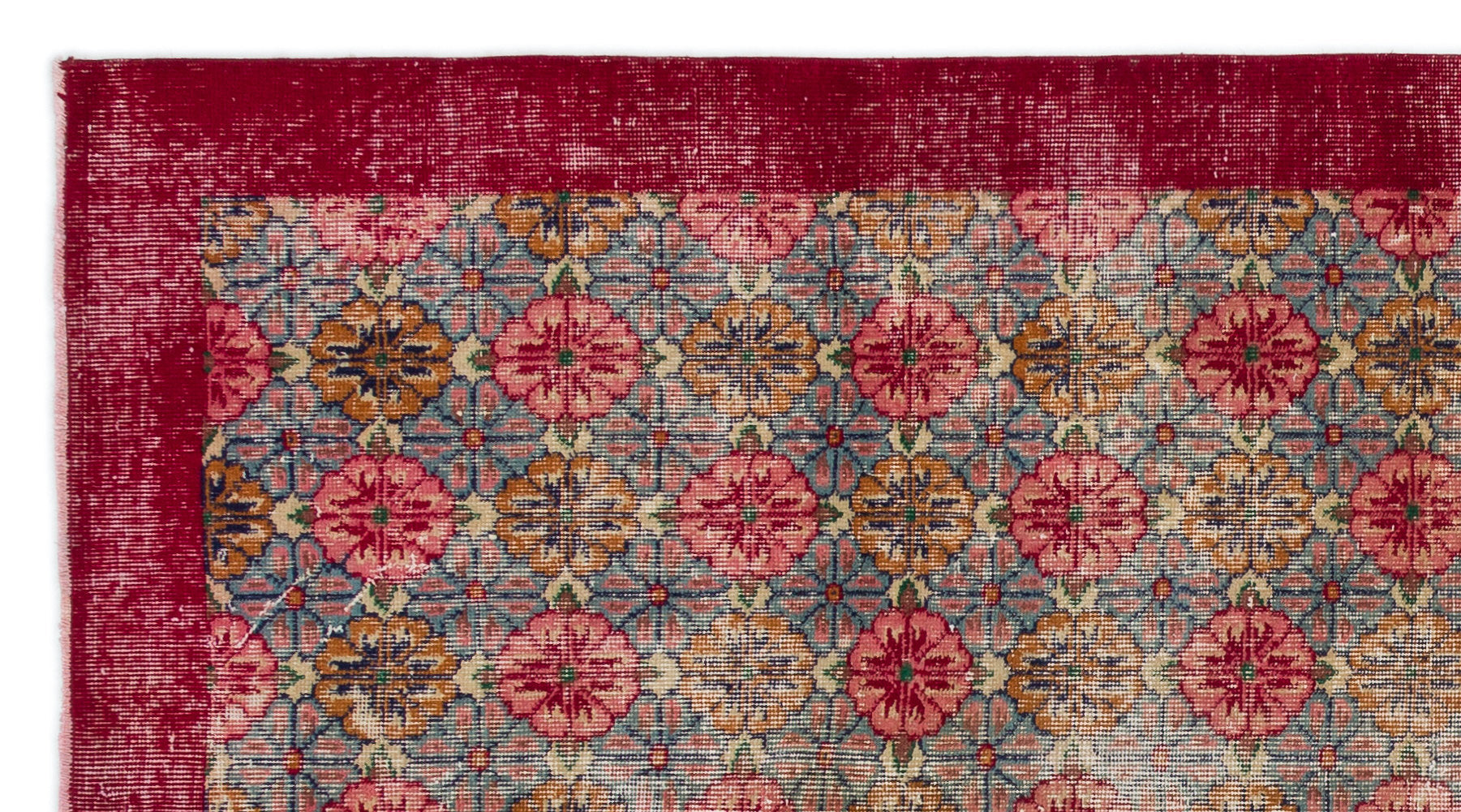 Atina Red Vintage Wool Handmade Area Rug 4'6" x 8'4"