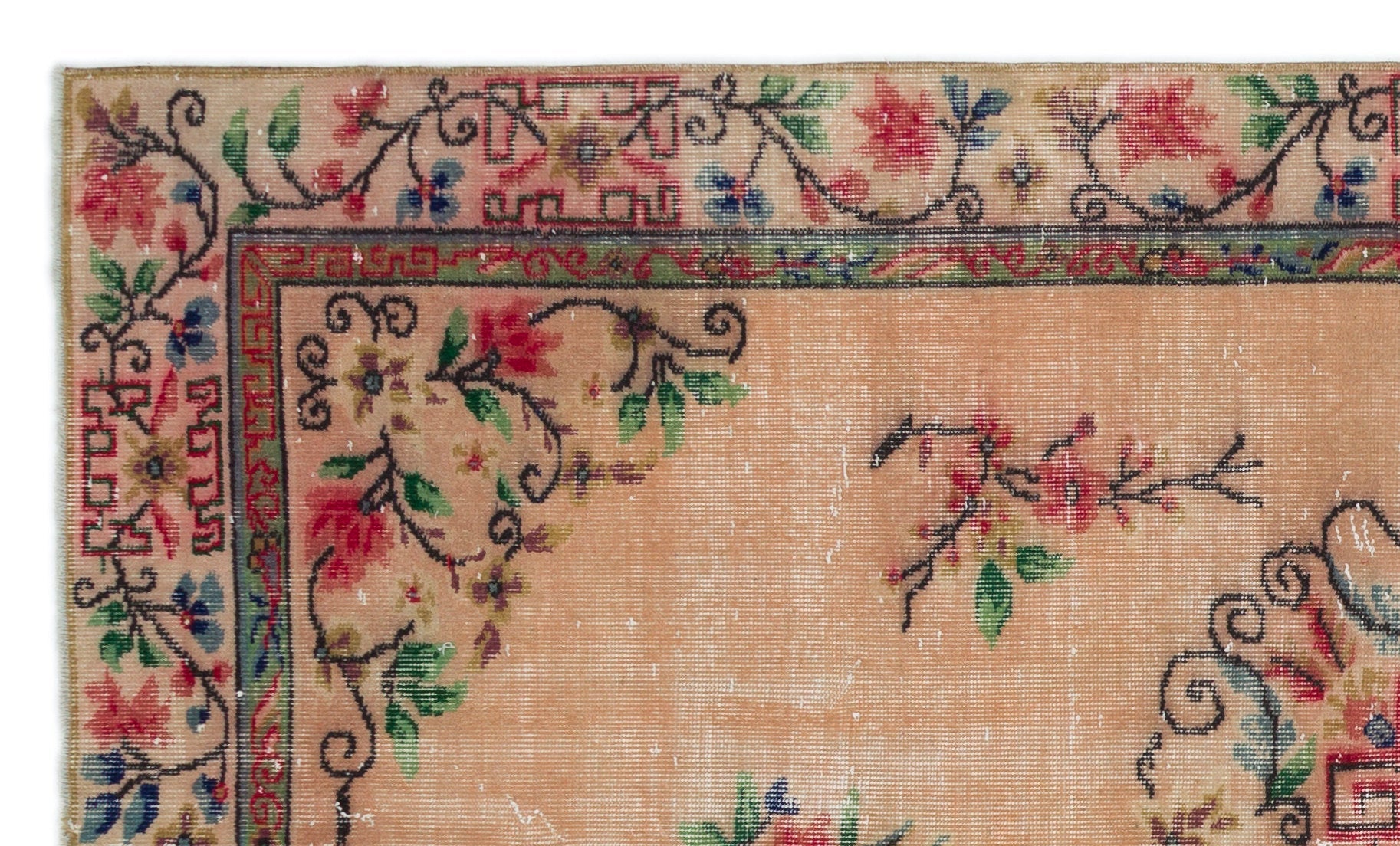 Atina Beige Vintage Wool Handmade Area Rug 5'0" x 8'7"