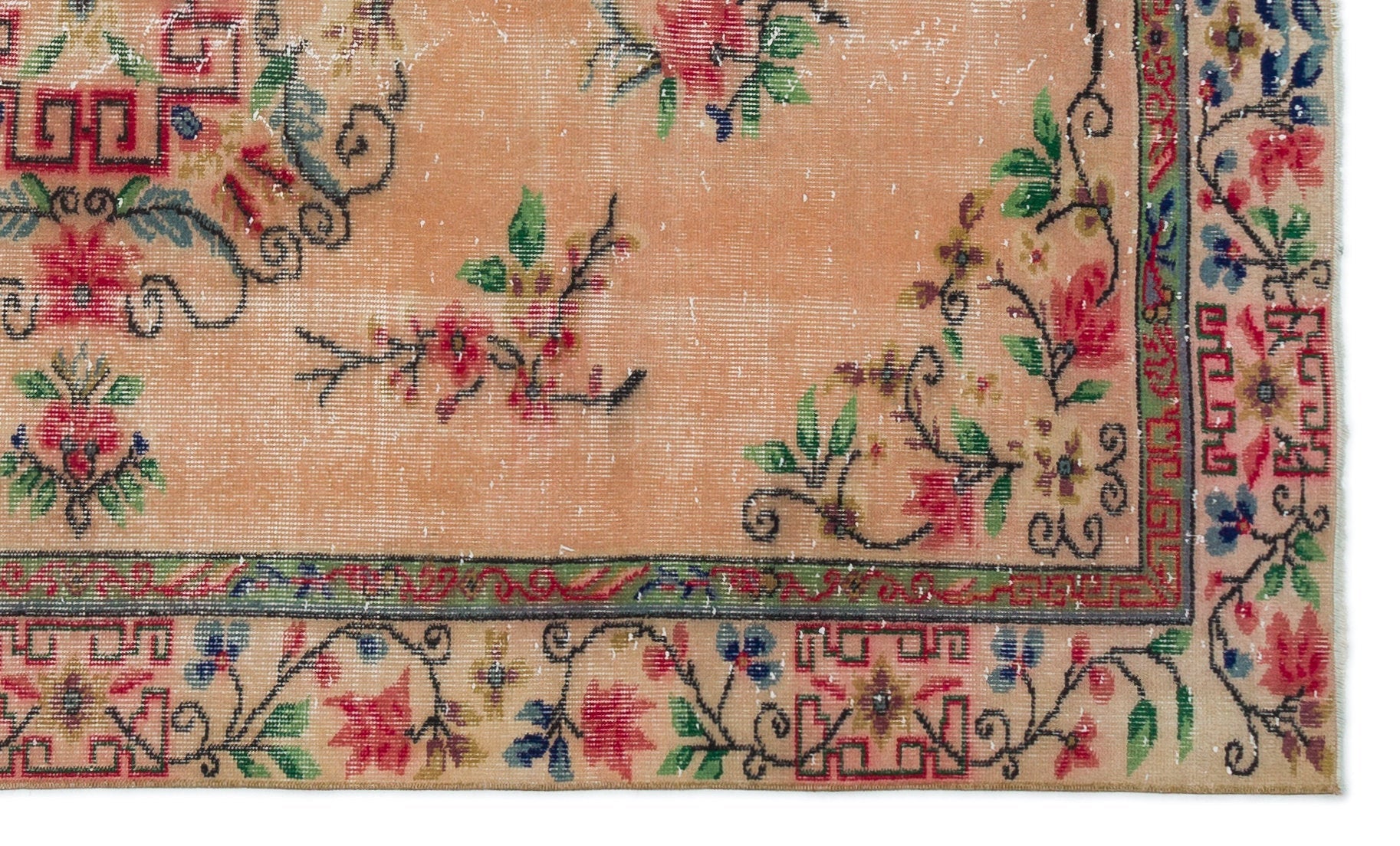 Atina Beige Vintage Wool Handmade Area Rug 5'0" x 8'7"