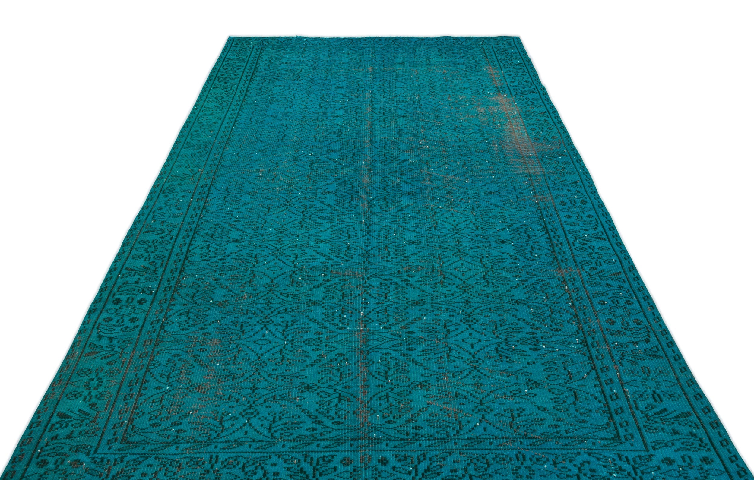 Atina Turquoise Vintage Wool Handmade Area Rug 5'9" x 9'5"