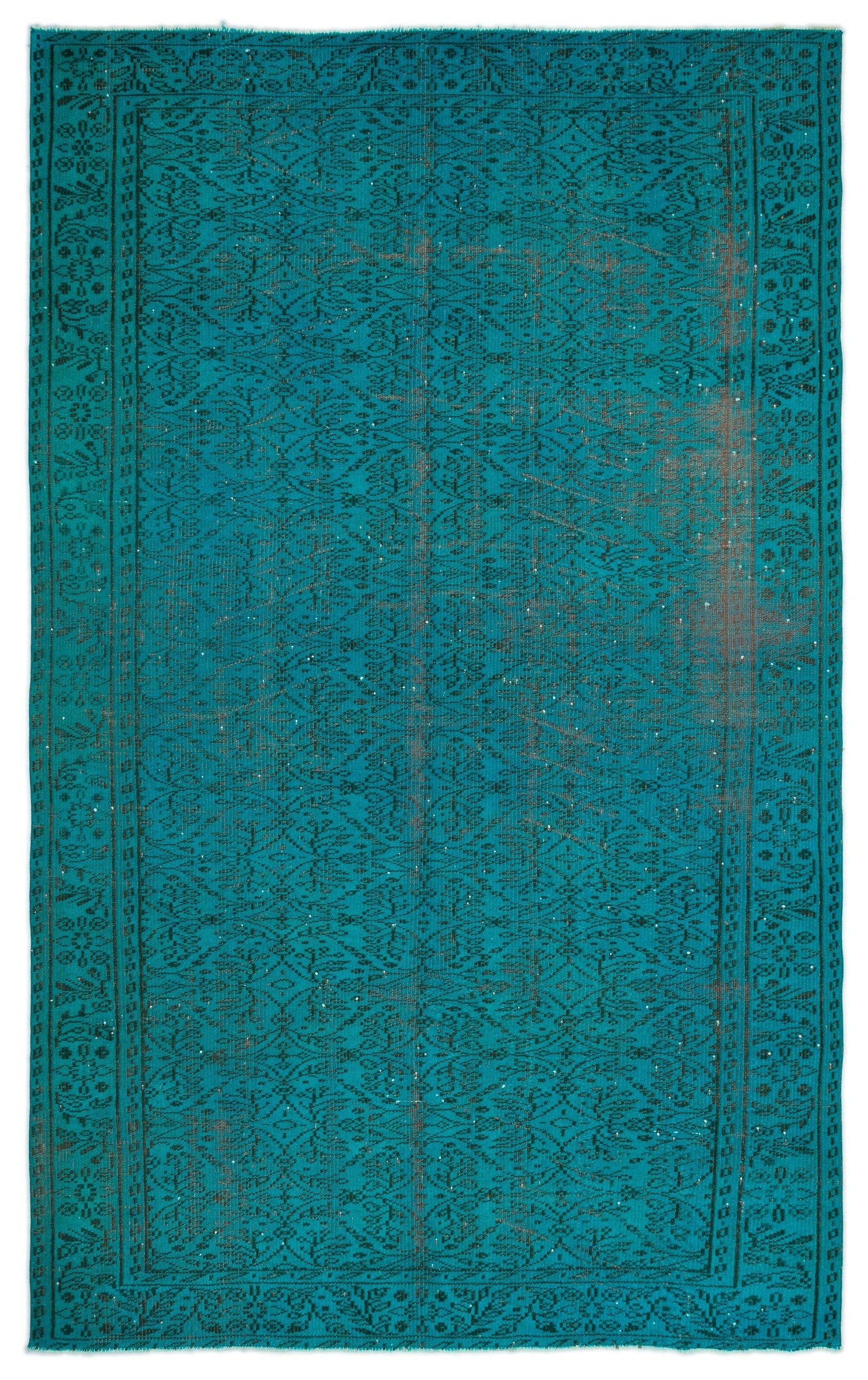 Atina Turquoise Vintage Wool Handmade Area Rug 5'9" x 9'5"