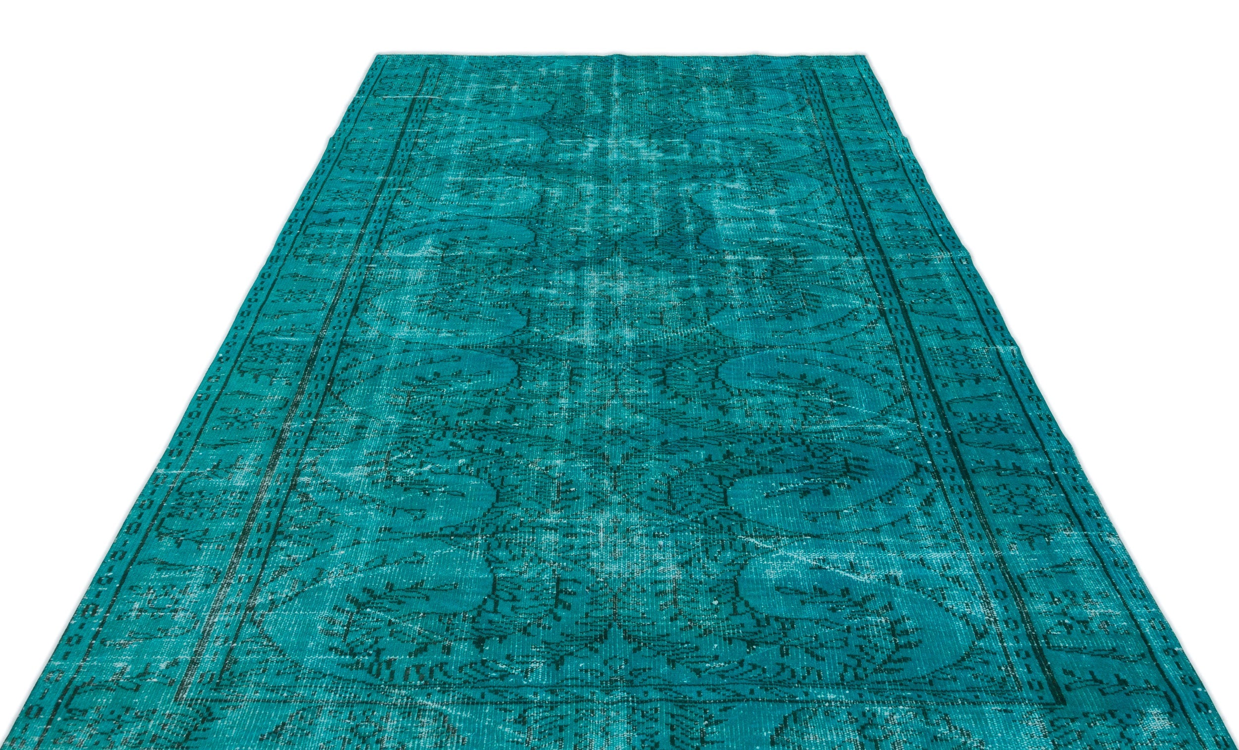 Atina Turquoise Vintage Wool Handmade Area Rug 6'0" x 9'3"